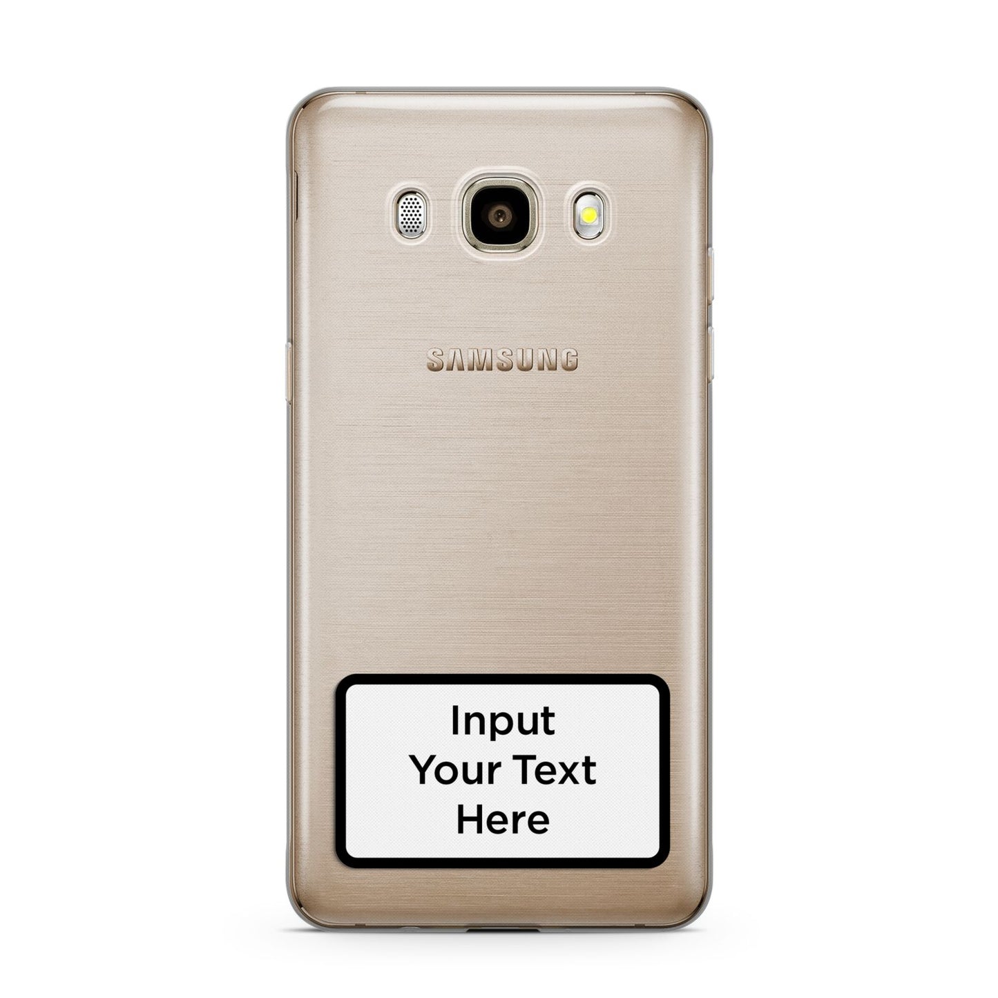 Personalised Warning Label Samsung Galaxy J7 2016 Case on gold phone