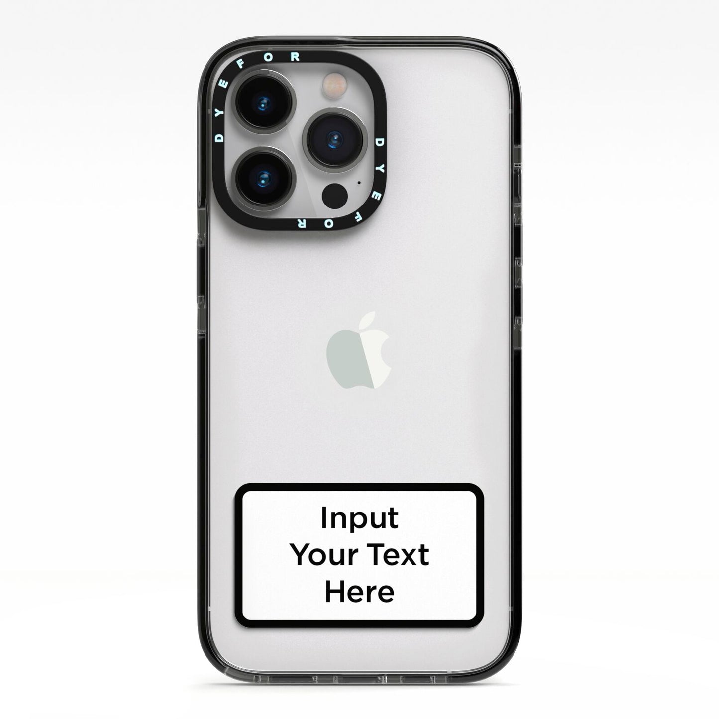 Personalised Warning Label iPhone 13 Pro Black Impact Case on Silver phone