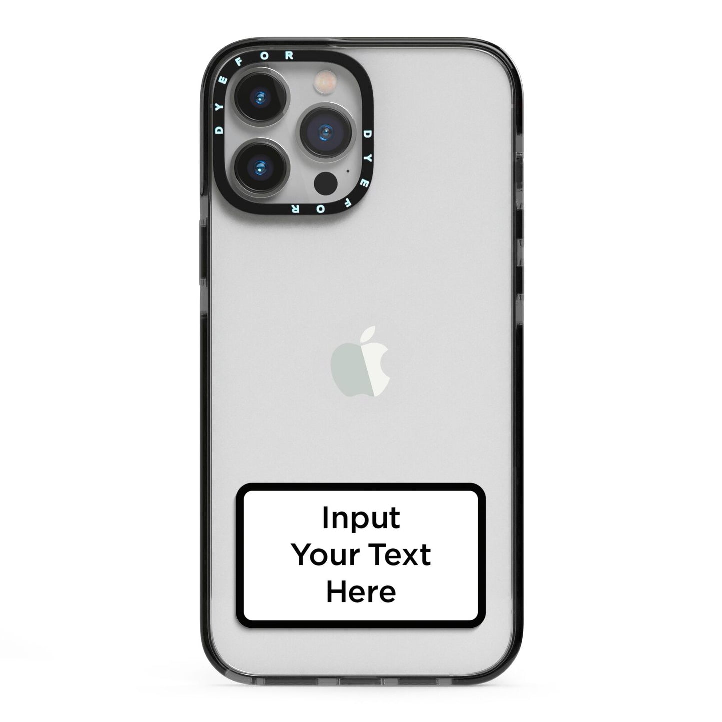 Personalised Warning Label iPhone 13 Pro Max Black Impact Case on Silver phone