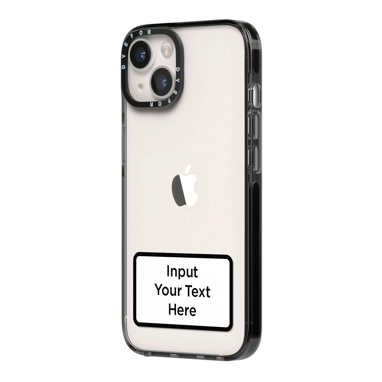 Personalised Warning Label iPhone 14 Black Impact Case Side Angle on Silver phone