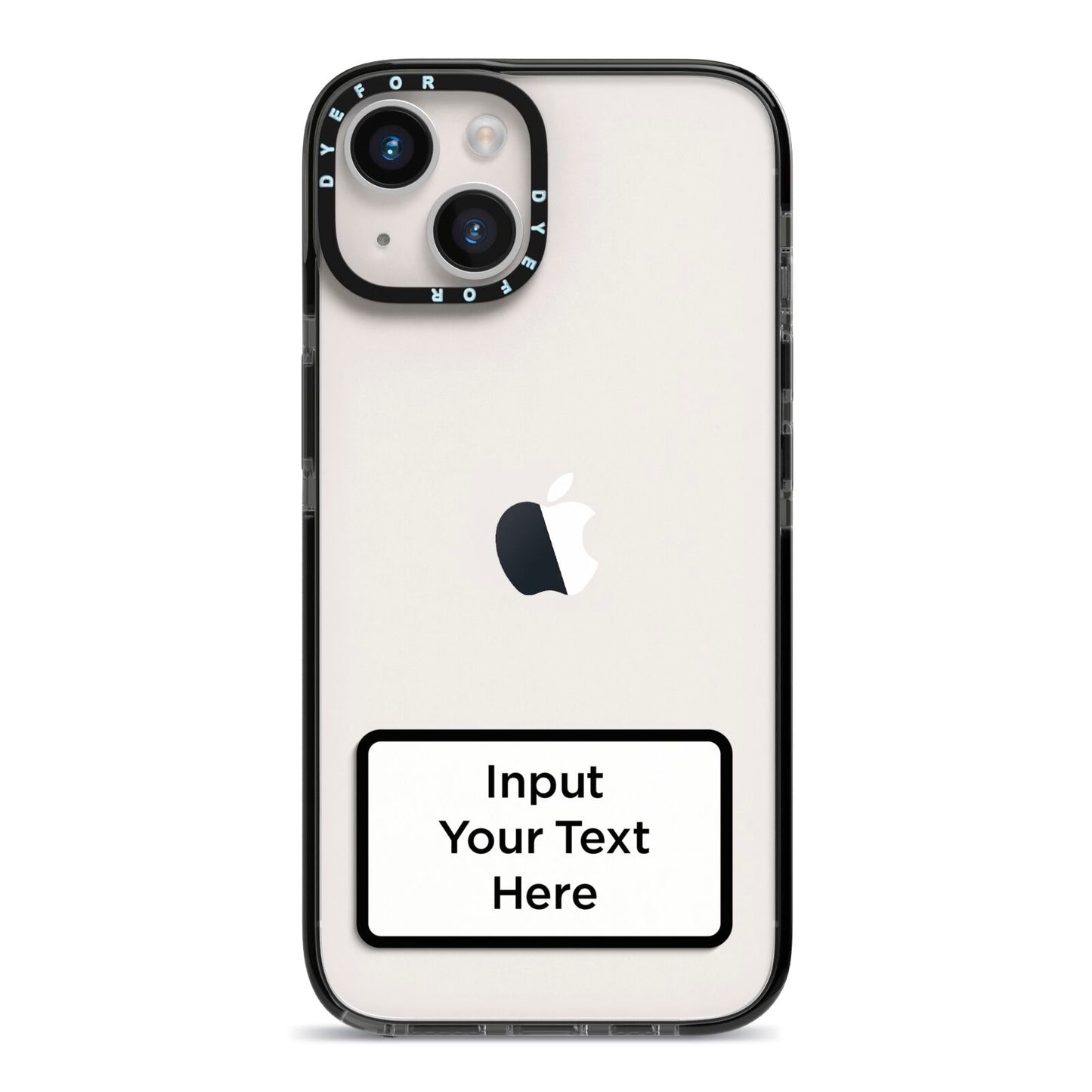 Personalised Warning Label iPhone 14 Black Impact Case on Silver phone