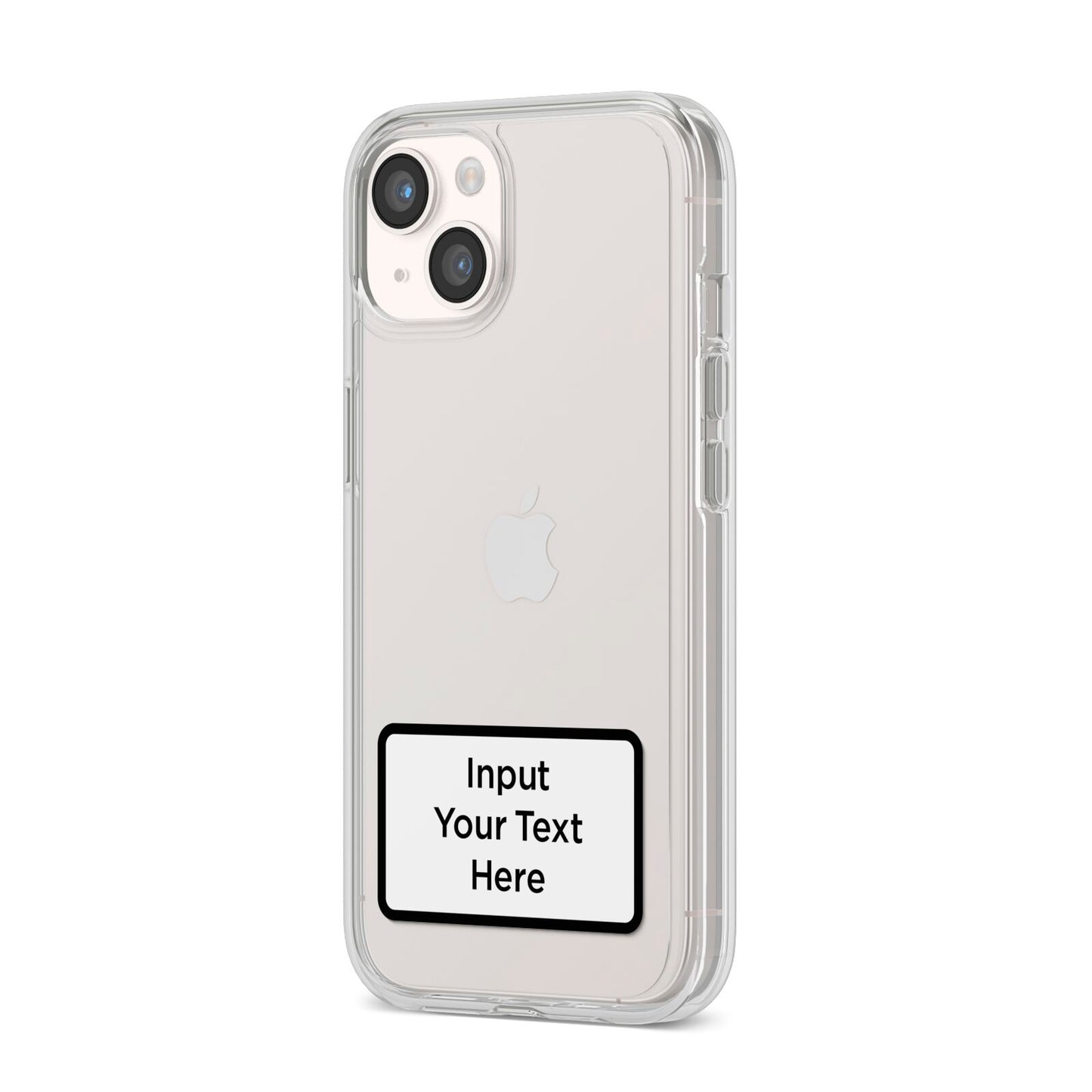 Personalised Warning Label iPhone 14 Clear Tough Case Starlight Angled Image