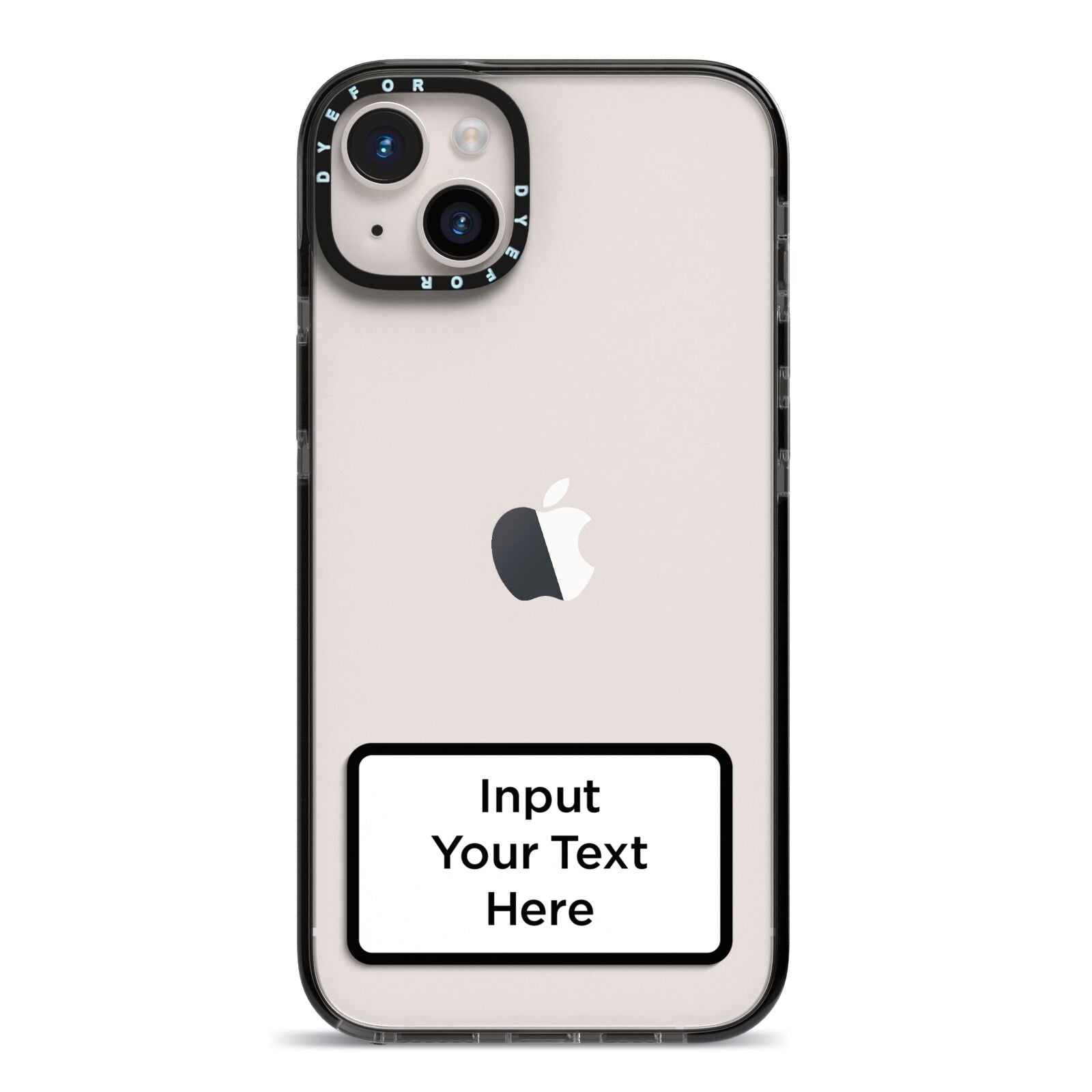 Personalised Warning Label iPhone 14 Plus Black Impact Case on Silver phone