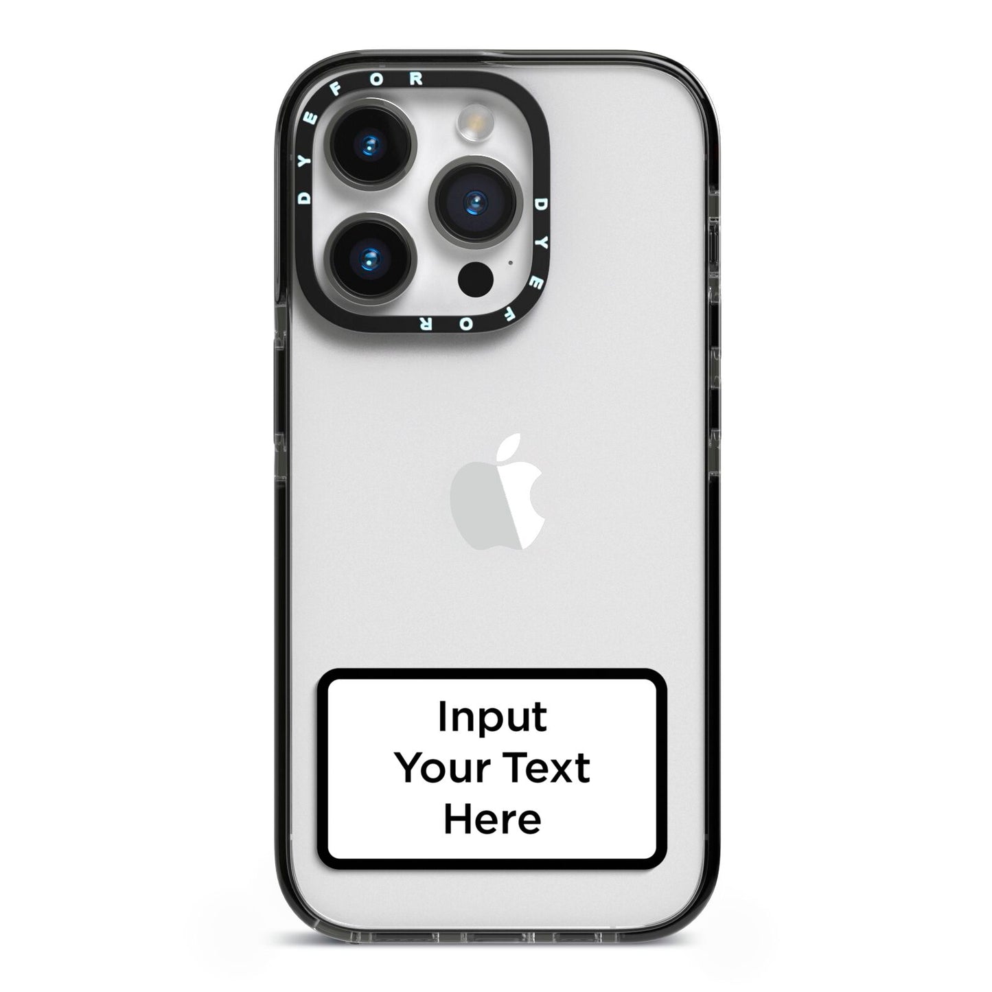 Personalised Warning Label iPhone 14 Pro Black Impact Case on Silver phone