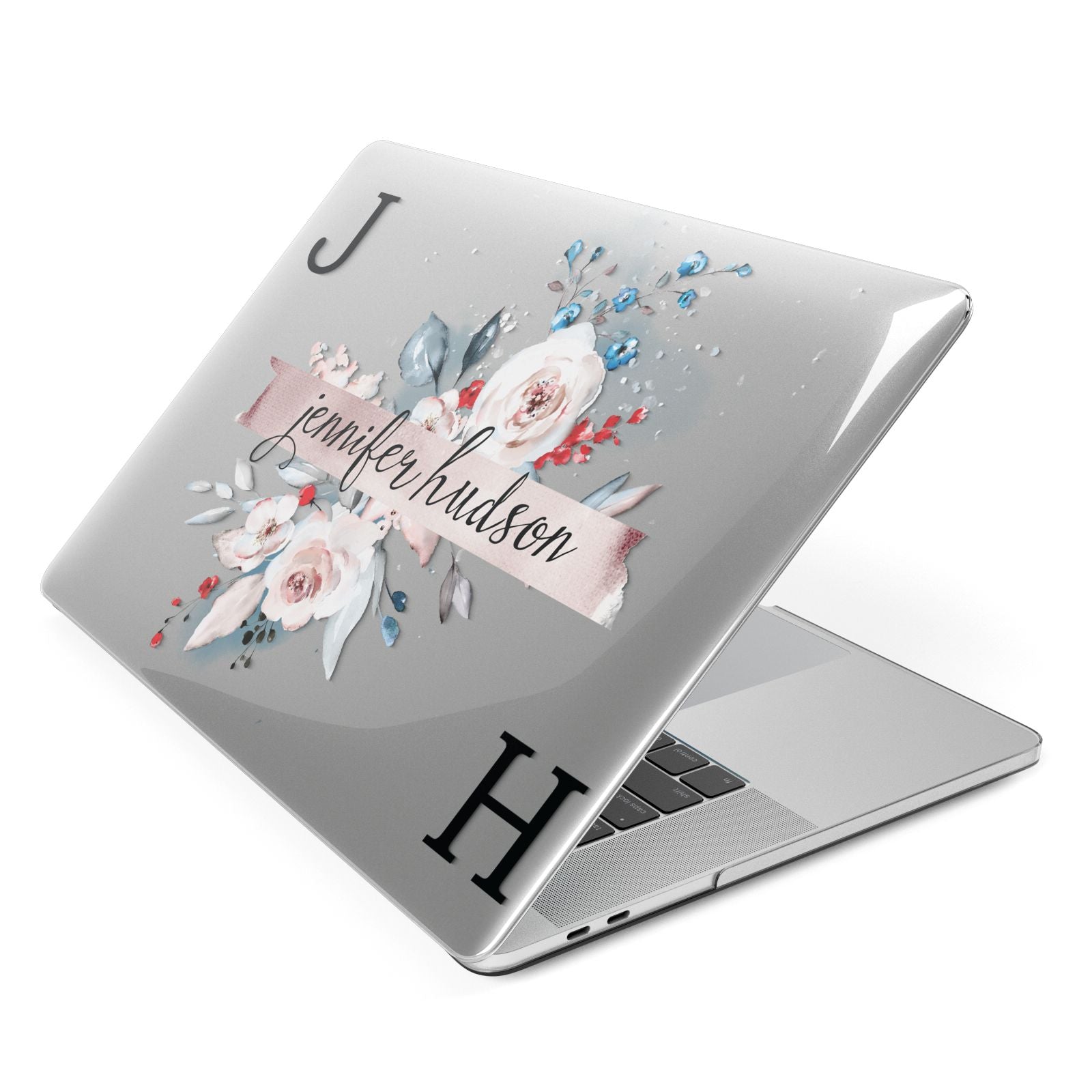 Personalised Watercolour Bouquet Roses Apple MacBook Case Side View