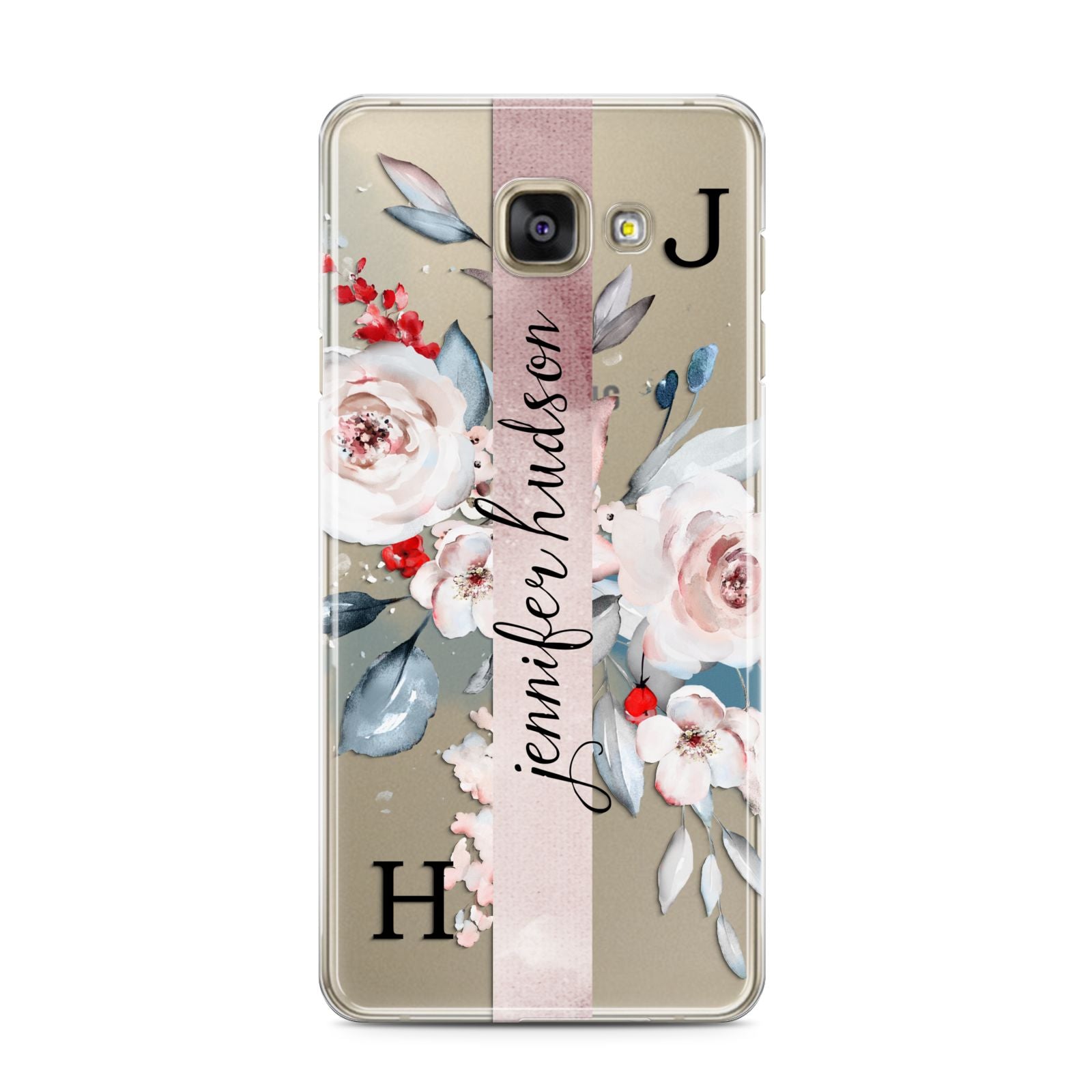 Personalised Watercolour Bouquet Roses Samsung Galaxy A3 2016 Case on gold phone