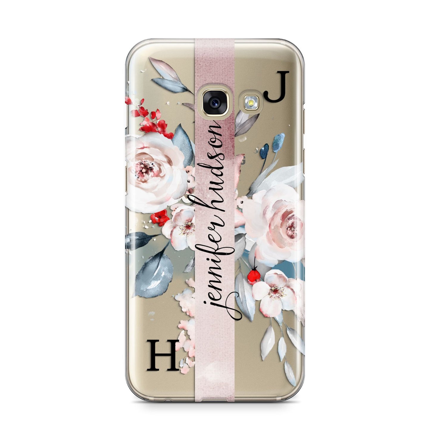 Personalised Watercolour Bouquet Roses Samsung Galaxy A3 2017 Case on gold phone