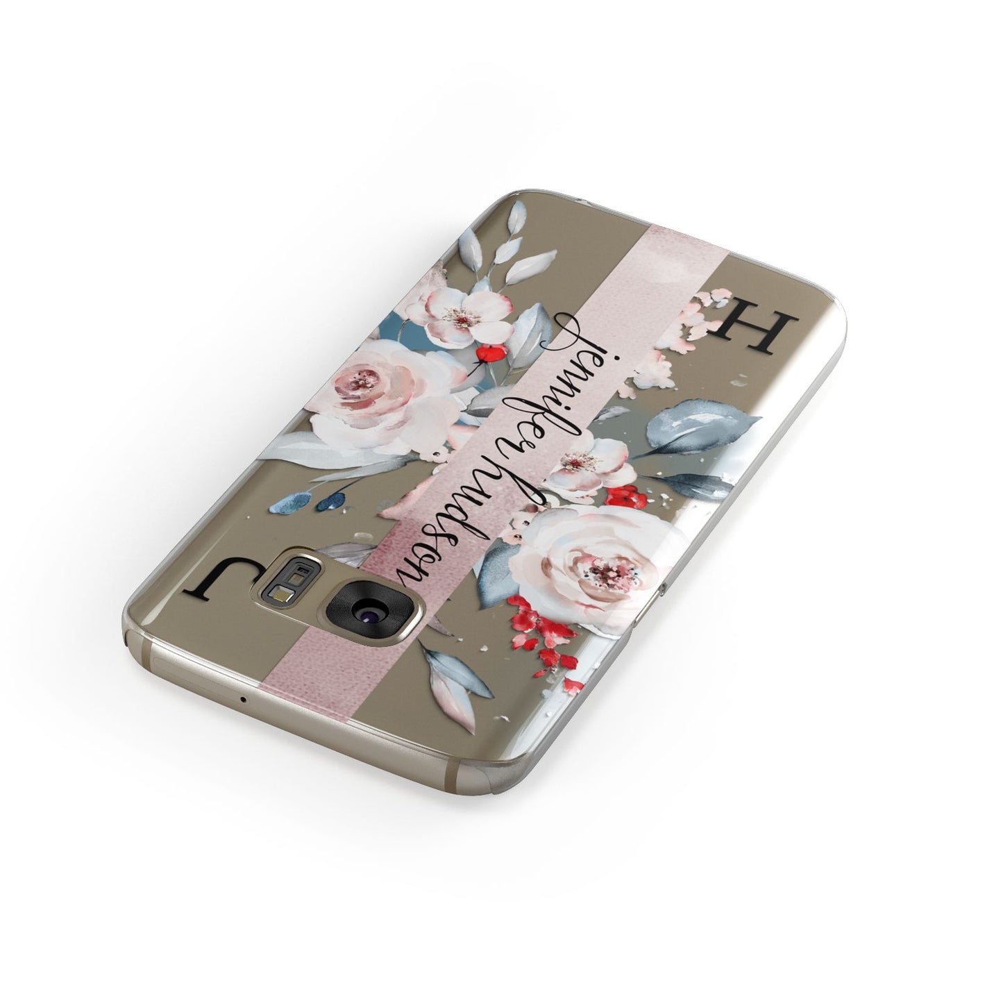 Personalised Watercolour Bouquet Roses Samsung Galaxy Case Front Close Up