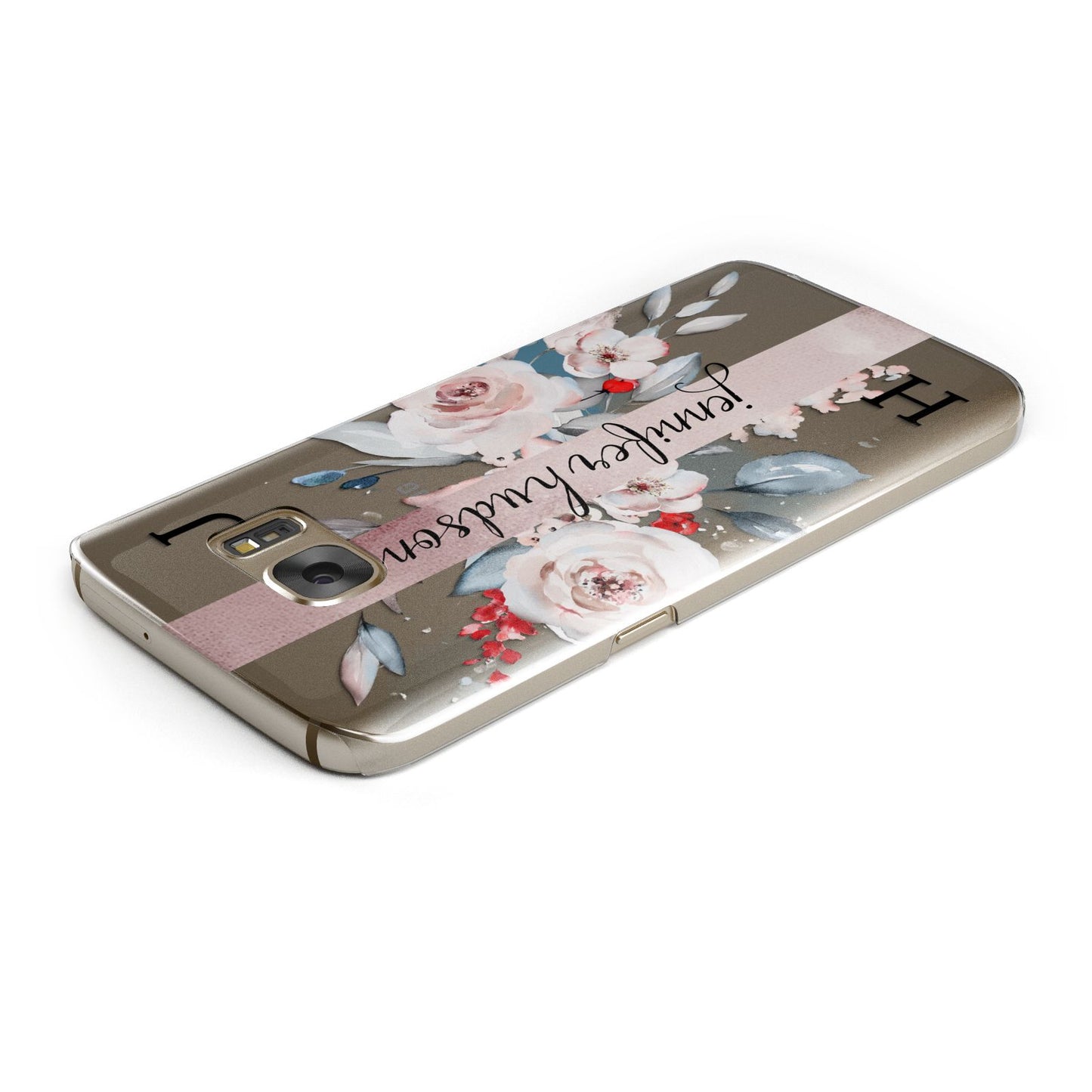 Personalised Watercolour Bouquet Roses Samsung Galaxy Case Top Cutout