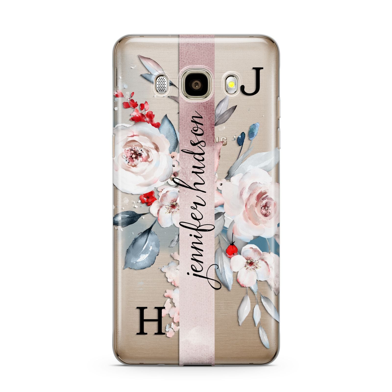 Personalised Watercolour Bouquet Roses Samsung Galaxy J7 2016 Case on gold phone