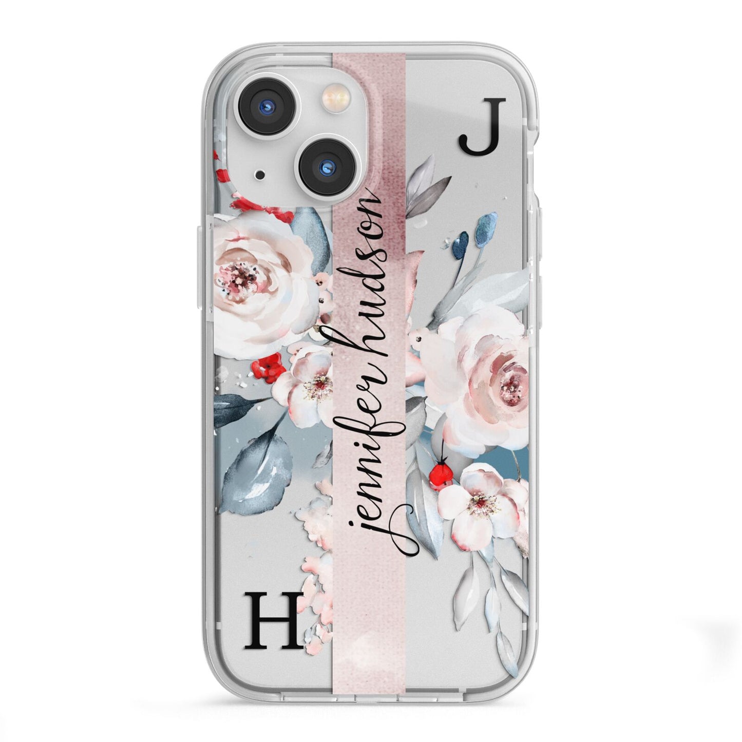 Personalised Watercolour Bouquet Roses iPhone 13 Mini TPU Impact Case with White Edges