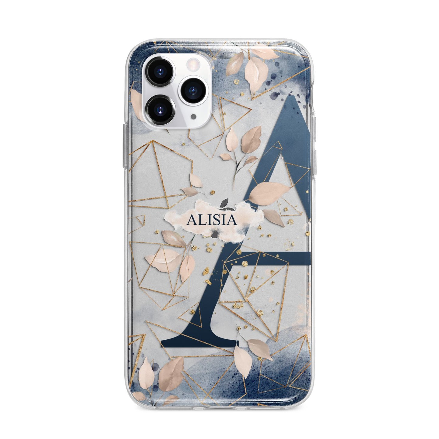 Personalised Watercolour Geometric Apple iPhone 11 Pro in Silver with Bumper Case