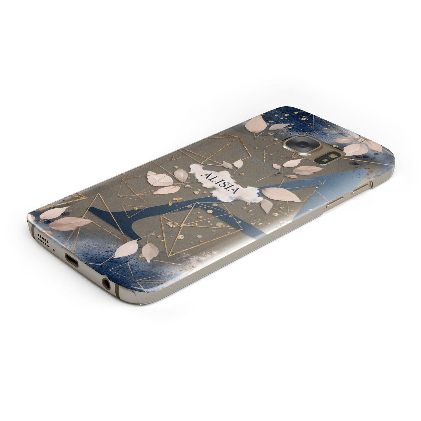 Personalised Watercolour Geometric Protective Samsung Galaxy Case Angled Image