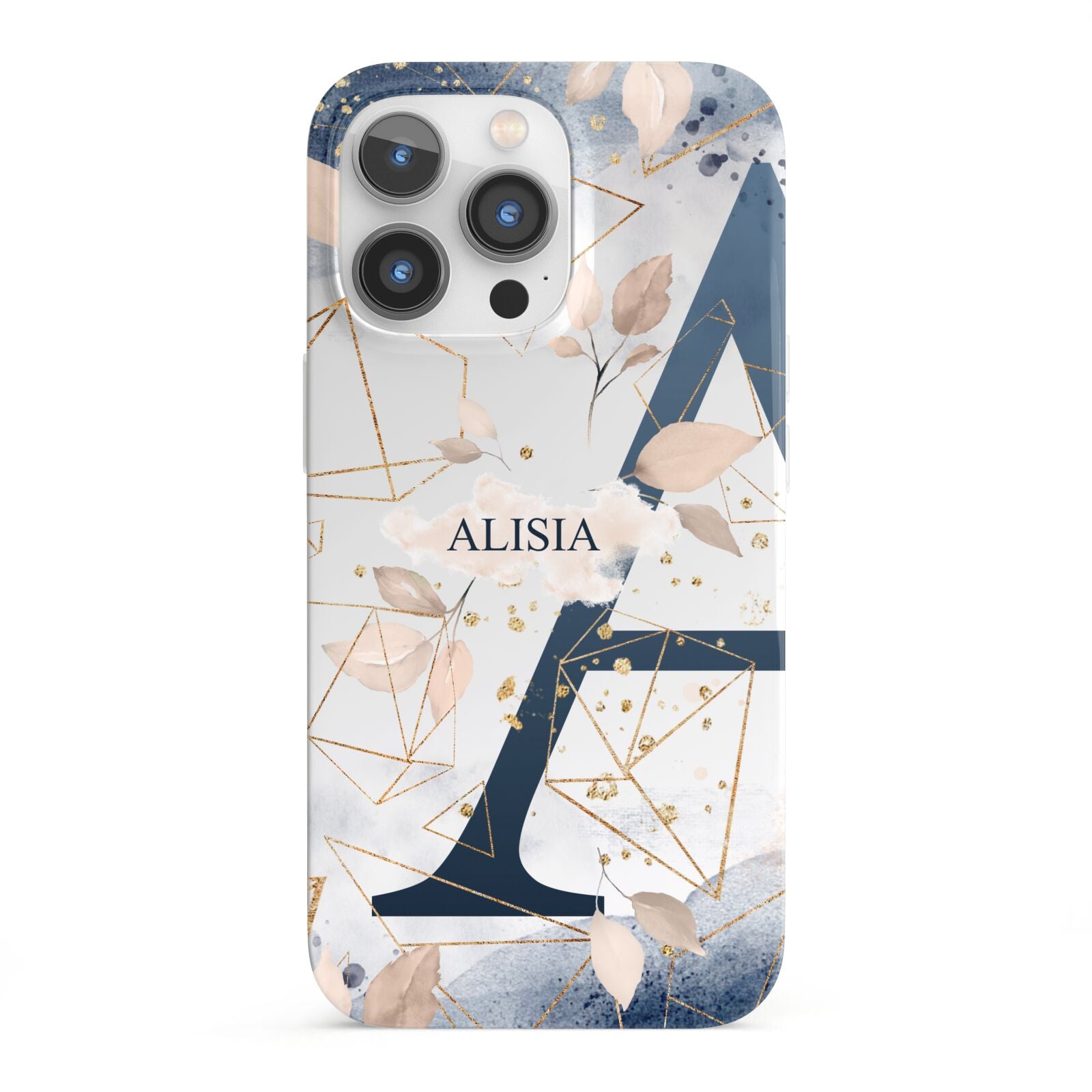 Personalised Watercolour Geometric iPhone 13 Pro Full Wrap 3D Snap Case