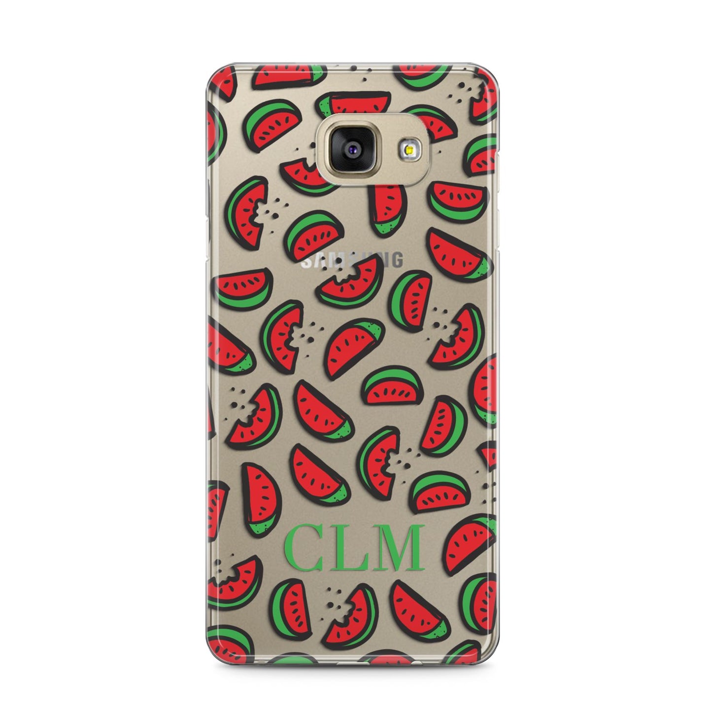 Personalised Watermelon Initials Samsung Galaxy A5 2016 Case on gold phone