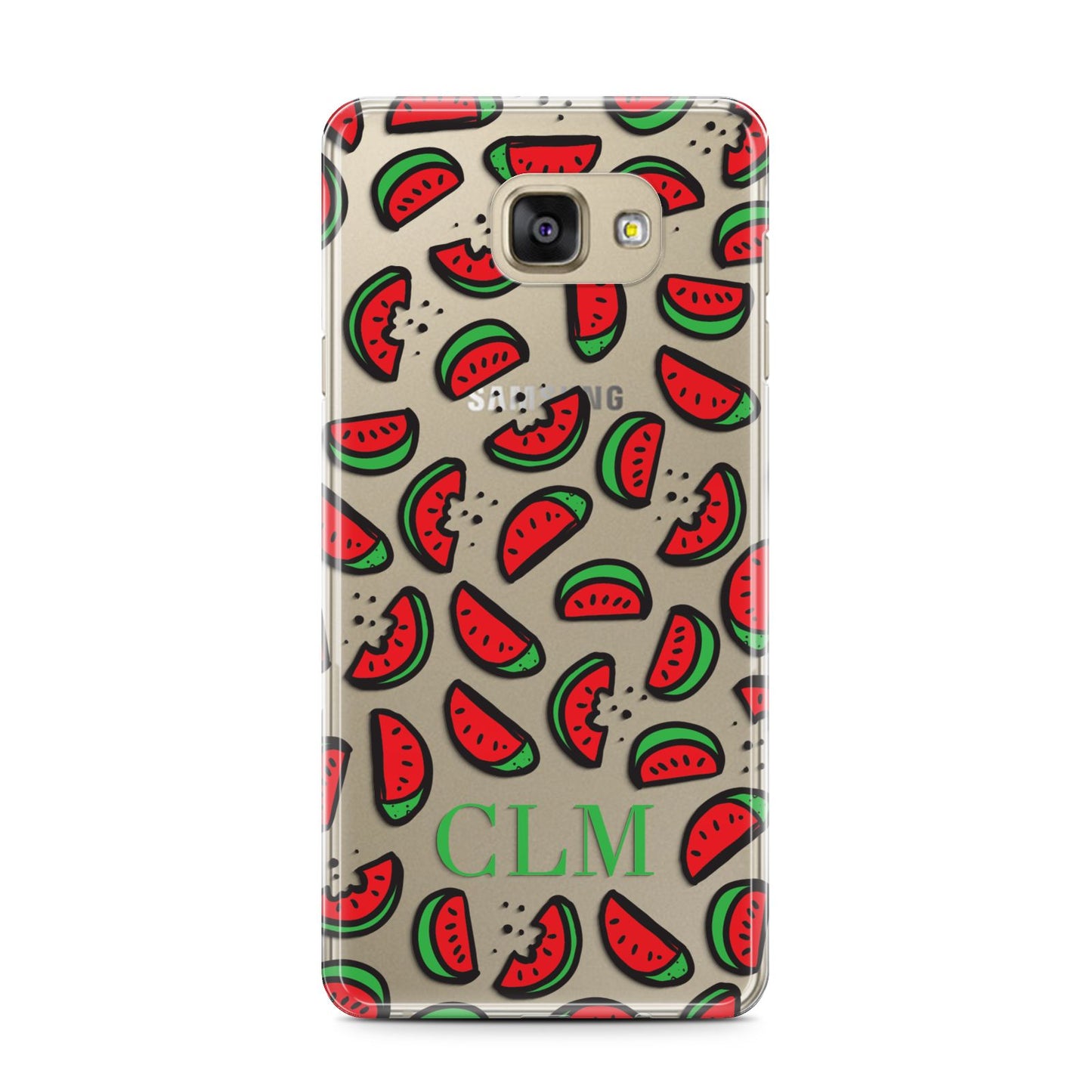 Personalised Watermelon Initials Samsung Galaxy A7 2016 Case on gold phone