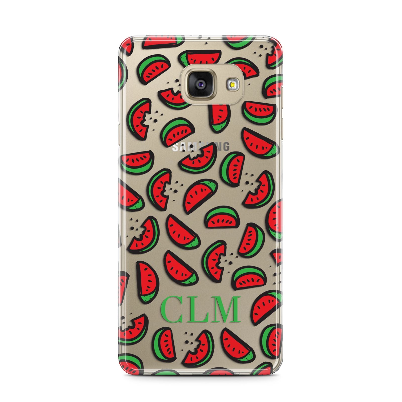 Personalised Watermelon Initials Samsung Galaxy A7 2016 Case on gold phone