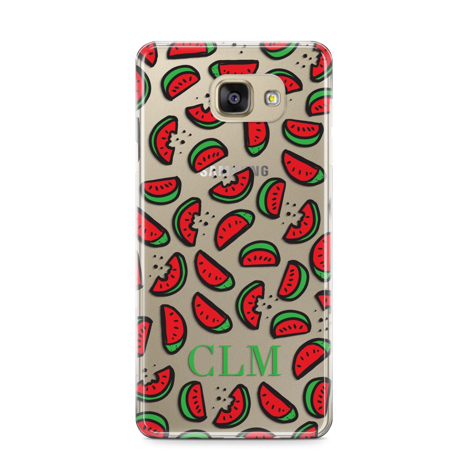 Personalised Watermelon Initials Samsung Galaxy A9 2016 Case on gold phone