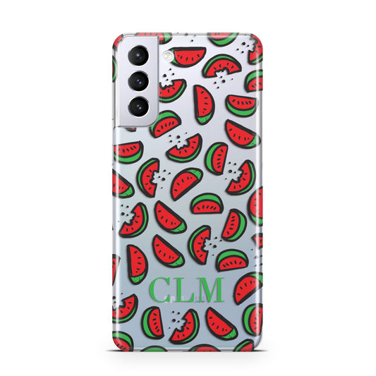 Personalised Watermelon Initials Samsung S21 Plus Phone Case