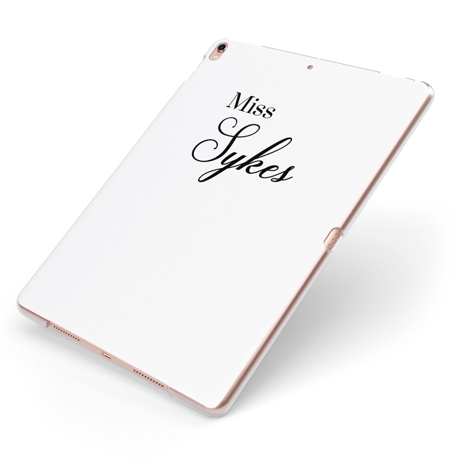 Personalised Wedding Name Miss Apple iPad Case on Rose Gold iPad Side View