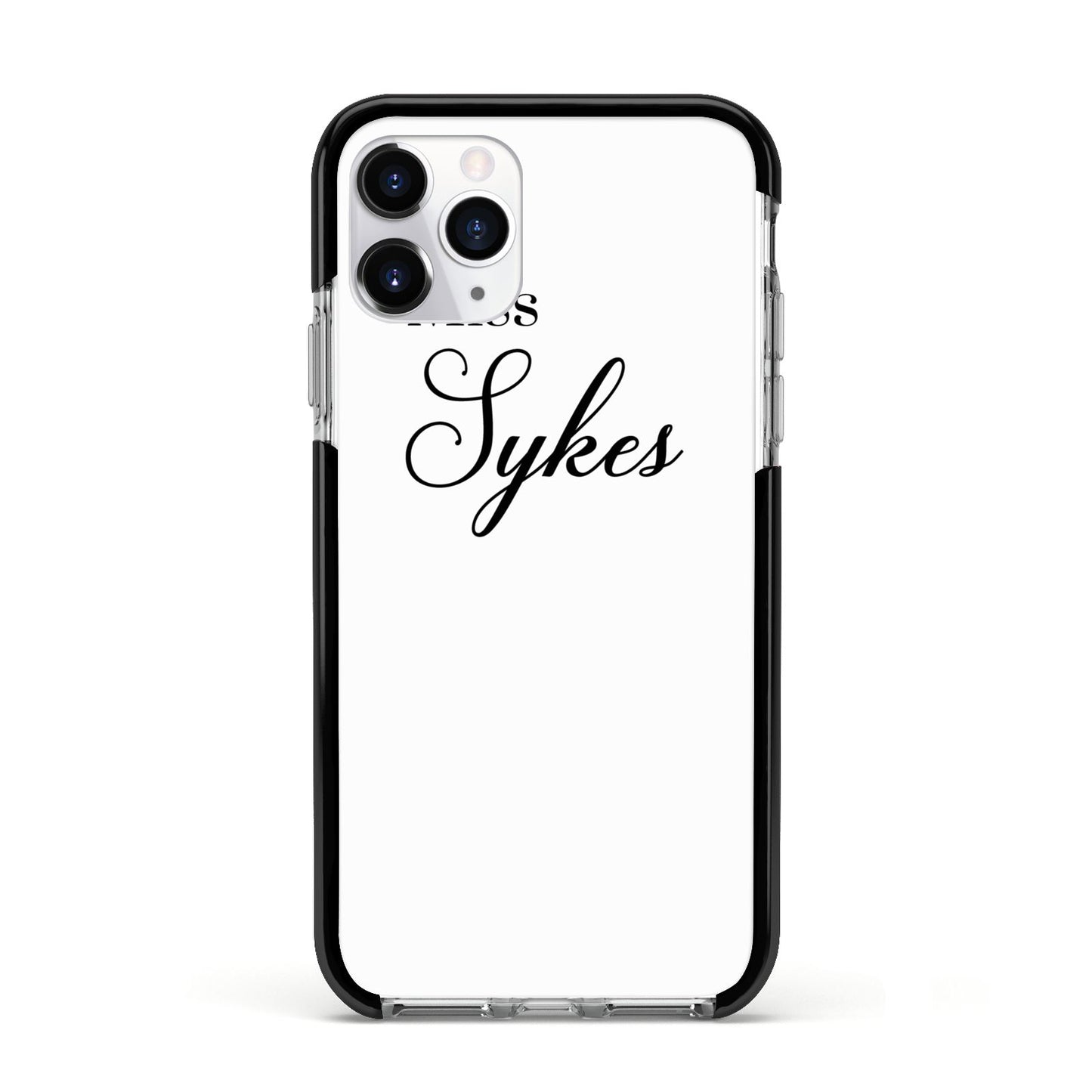 Personalised Wedding Name Miss Apple iPhone 11 Pro in Silver with Black Impact Case