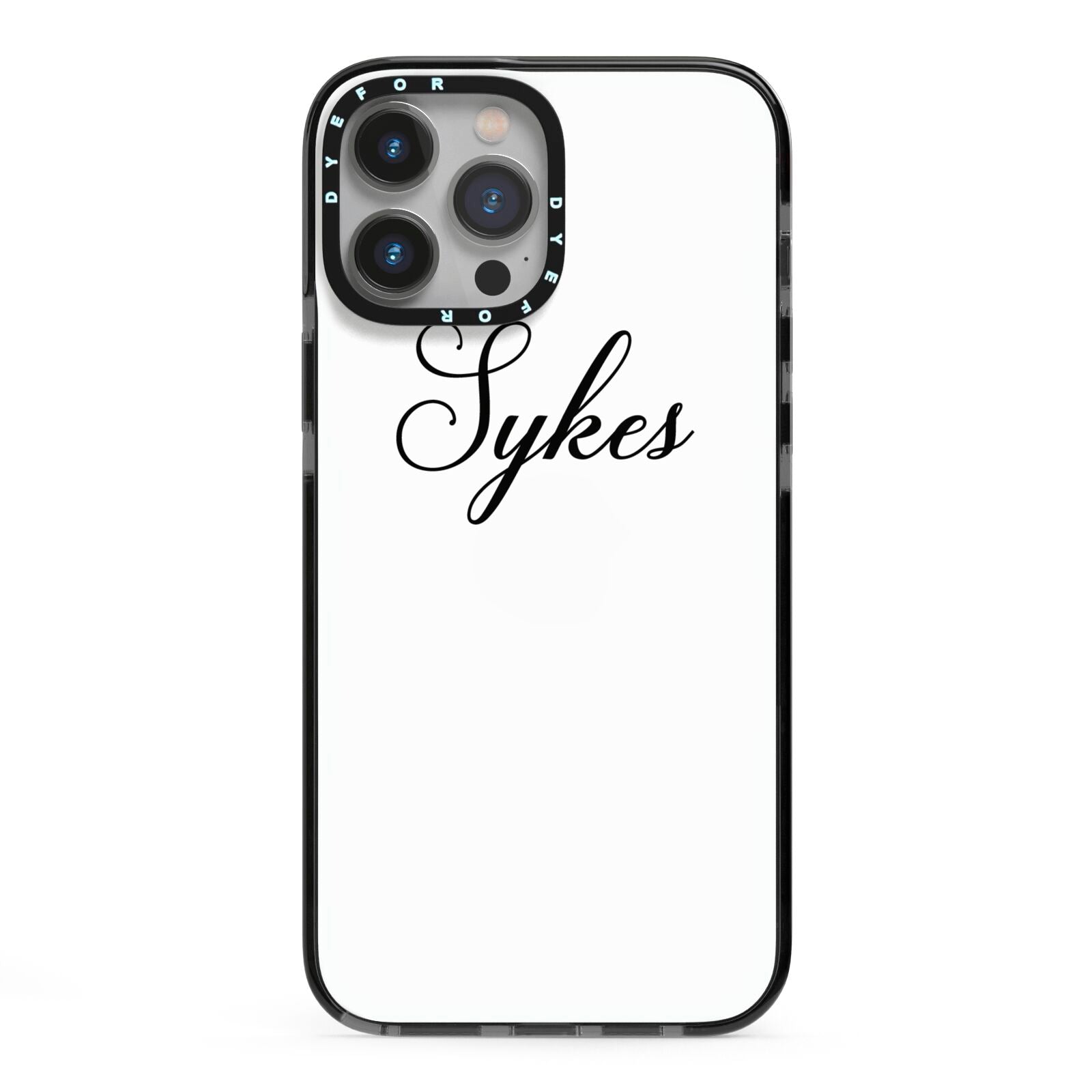 Personalised Wedding Name Miss iPhone 13 Pro Max Black Impact Case on Silver phone