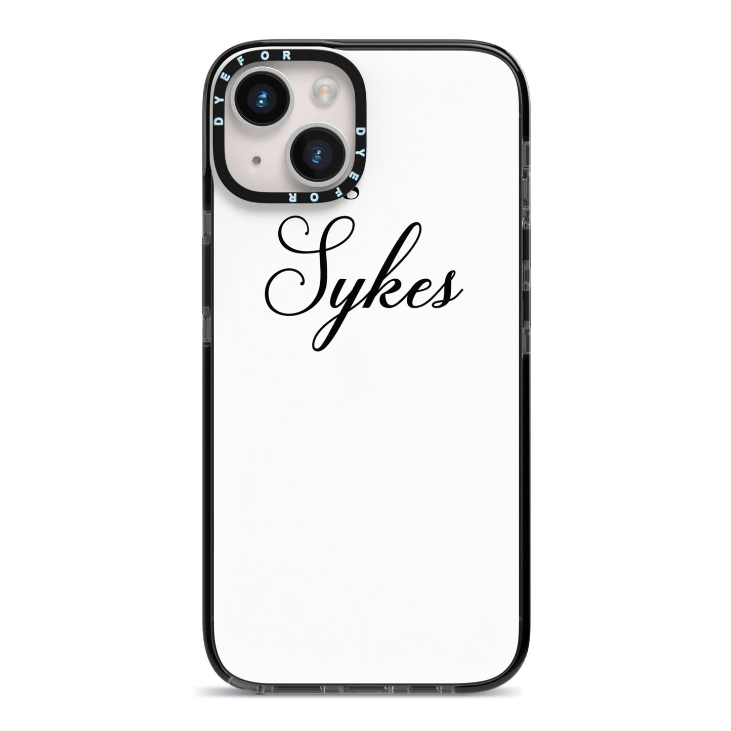 Personalised Wedding Name Miss iPhone 14 Black Impact Case on Silver phone