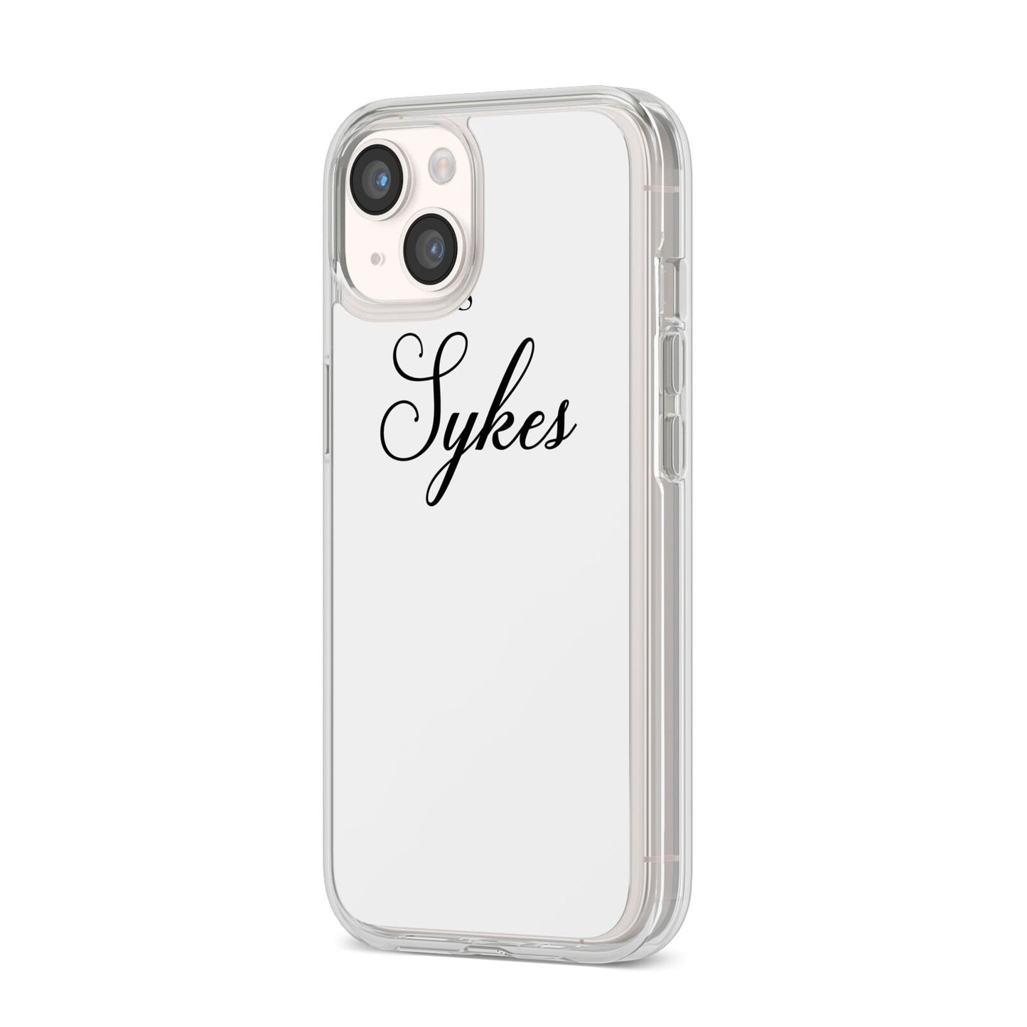 Personalised Wedding Name Miss iPhone 14 Clear Tough Case Starlight Angled Image