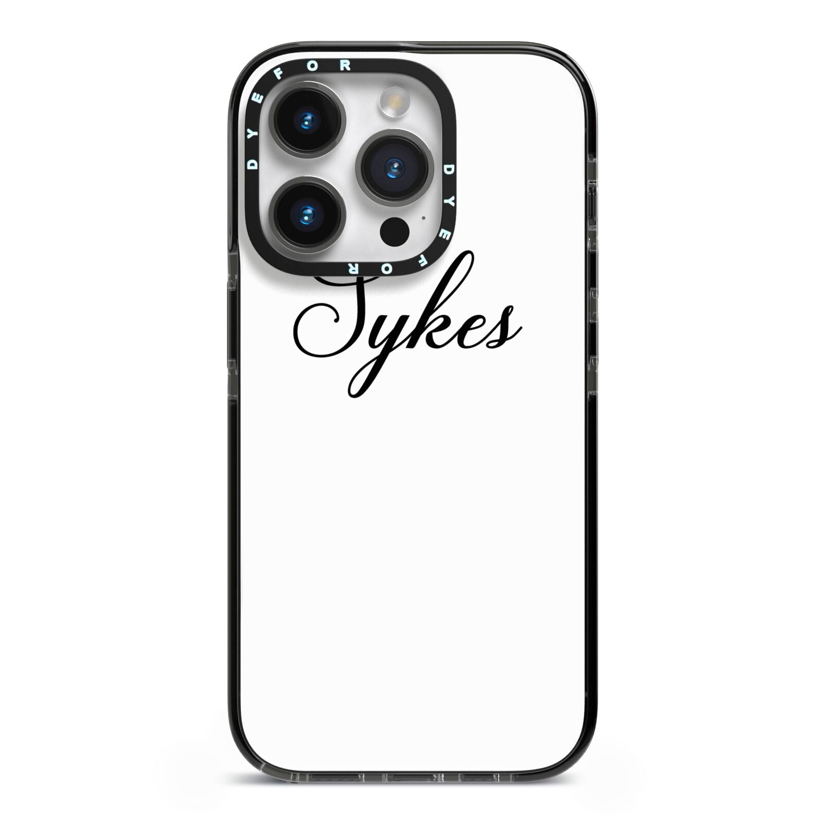 Personalised Wedding Name Miss iPhone 14 Pro Black Impact Case on Silver phone