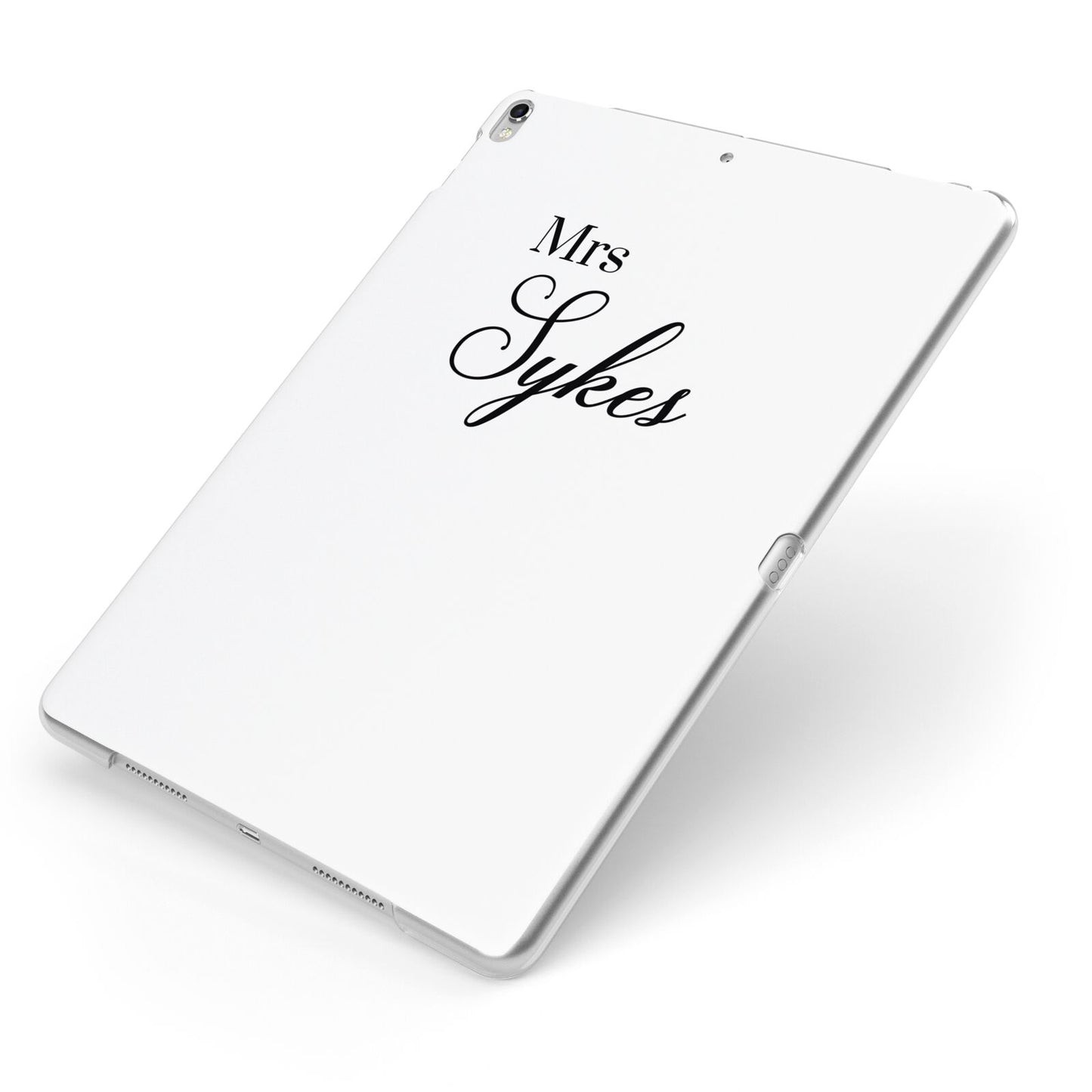 Personalised Wedding Name Mrs Apple iPad Case on Silver iPad Side View