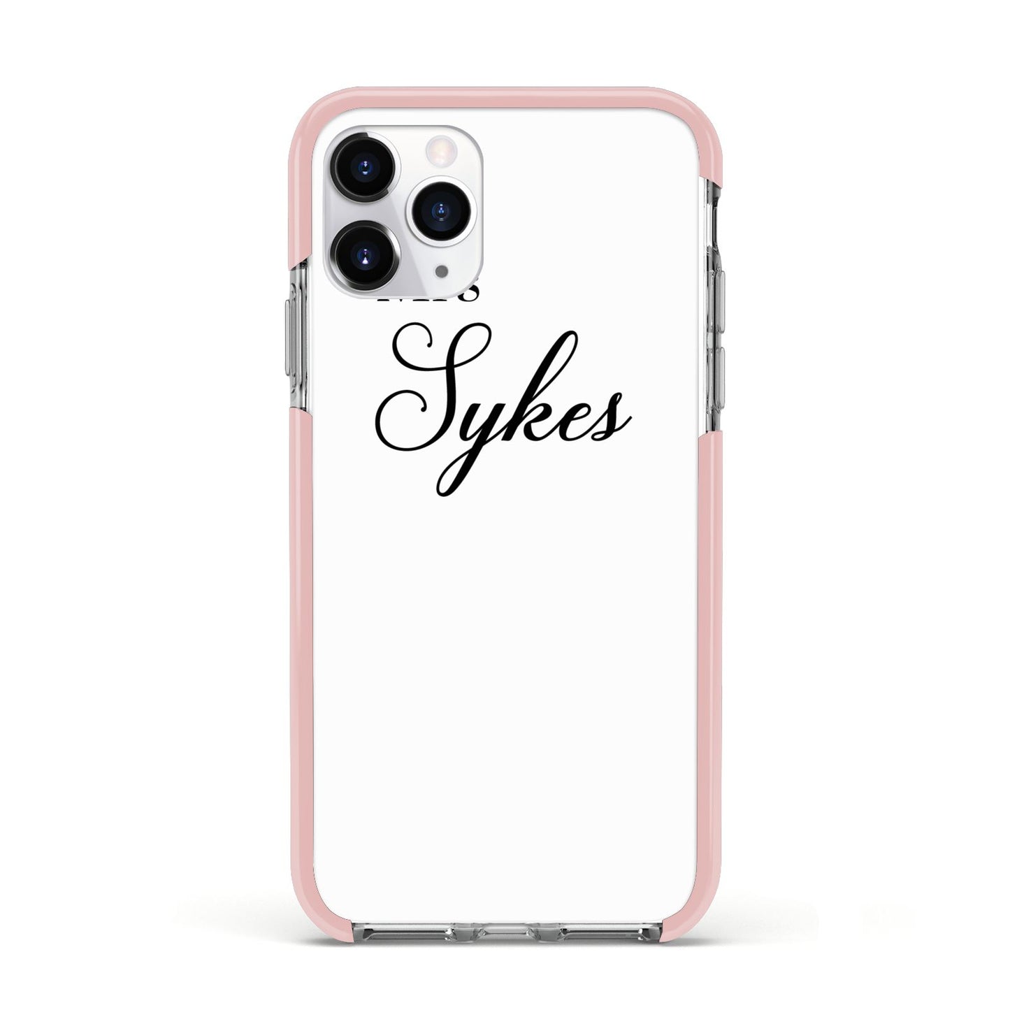Personalised Wedding Name Mrs Apple iPhone 11 Pro in Silver with Pink Impact Case