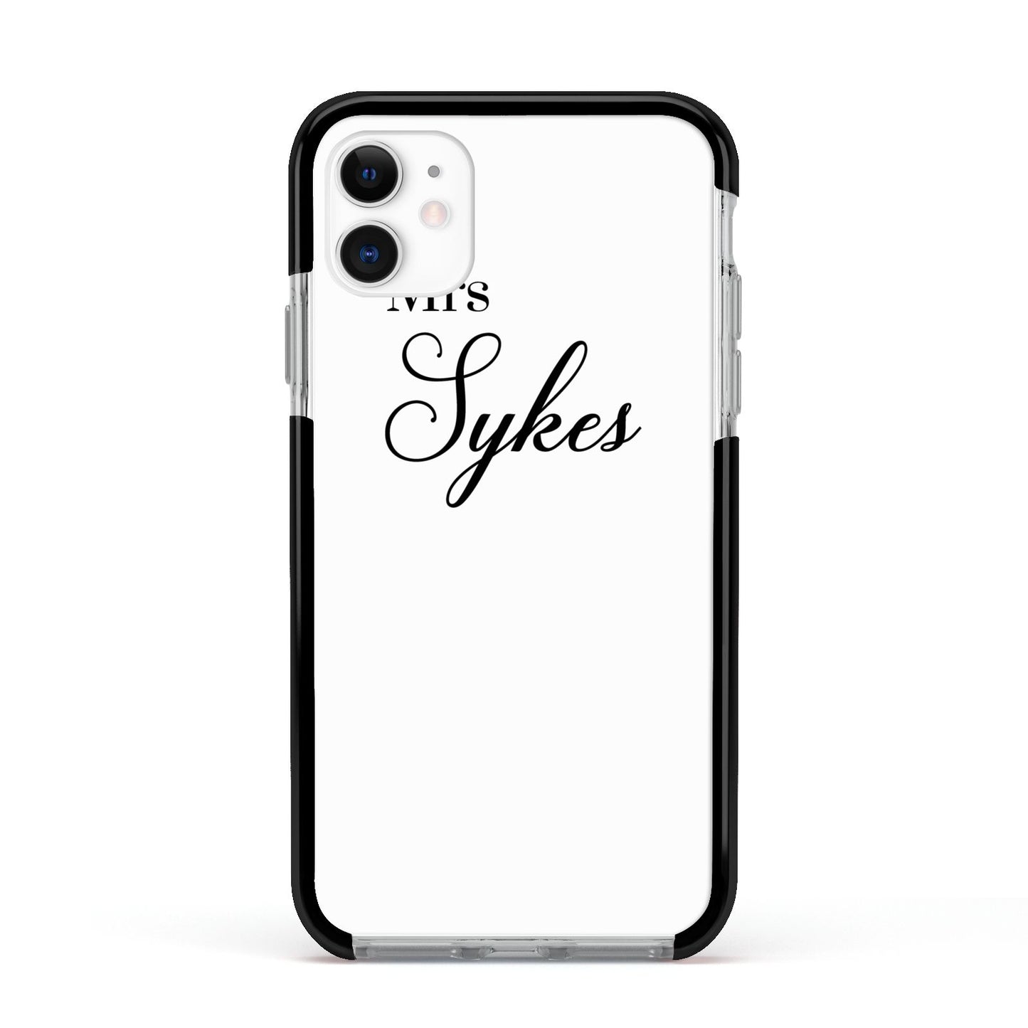 Personalised Wedding Name Mrs Apple iPhone 11 in White with Black Impact Case