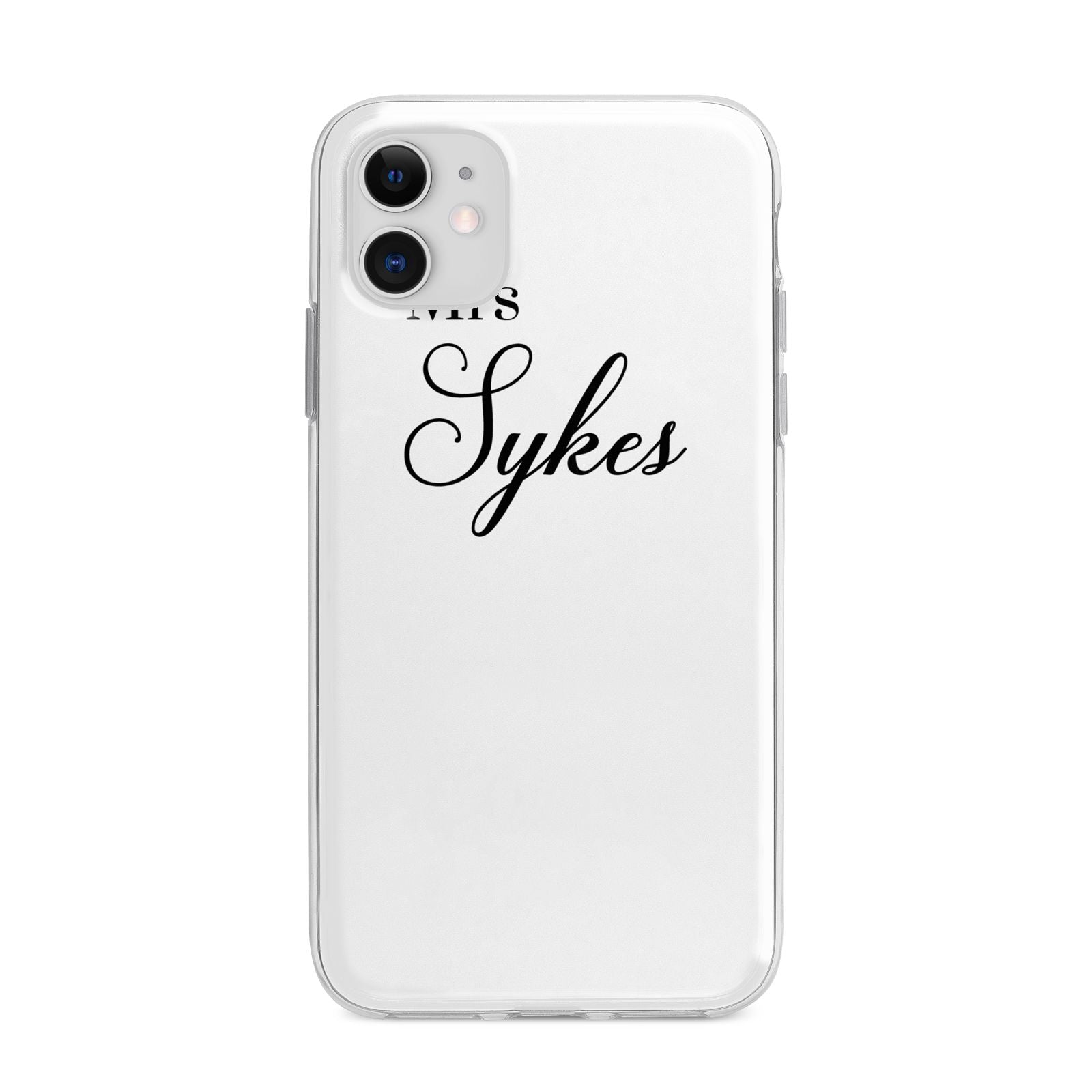 Personalised Wedding Name Mrs Apple iPhone 11 in White with Bumper Case