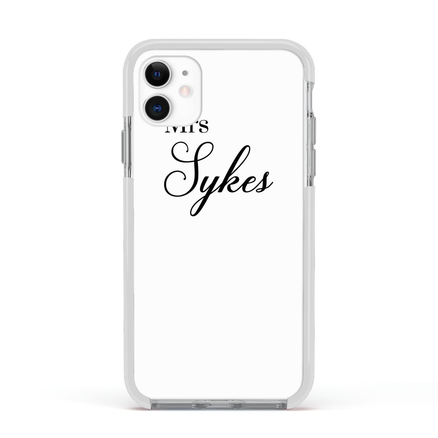 Personalised Wedding Name Mrs Apple iPhone 11 in White with White Impact Case