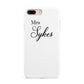 Personalised Wedding Name Mrs Apple iPhone 7 8 Plus 3D Tough Case