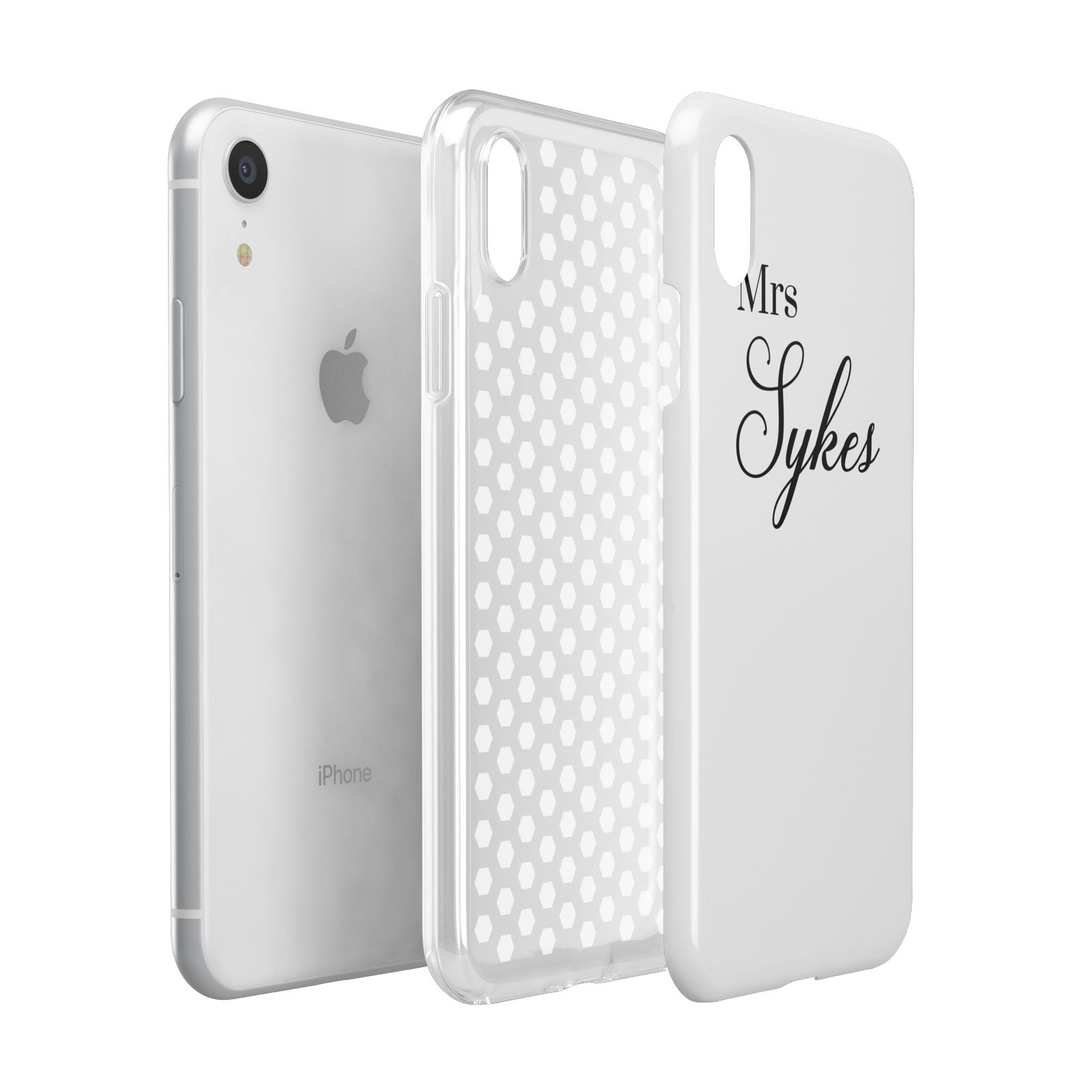 Personalised Wedding Name Mrs Apple iPhone XR White 3D Tough Case Expanded view