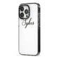Personalised Wedding Name Mrs iPhone 13 Pro Black Impact Case Side Angle on Silver phone