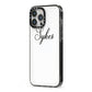 Personalised Wedding Name Mrs iPhone 13 Pro Max Black Impact Case Side Angle on Silver phone