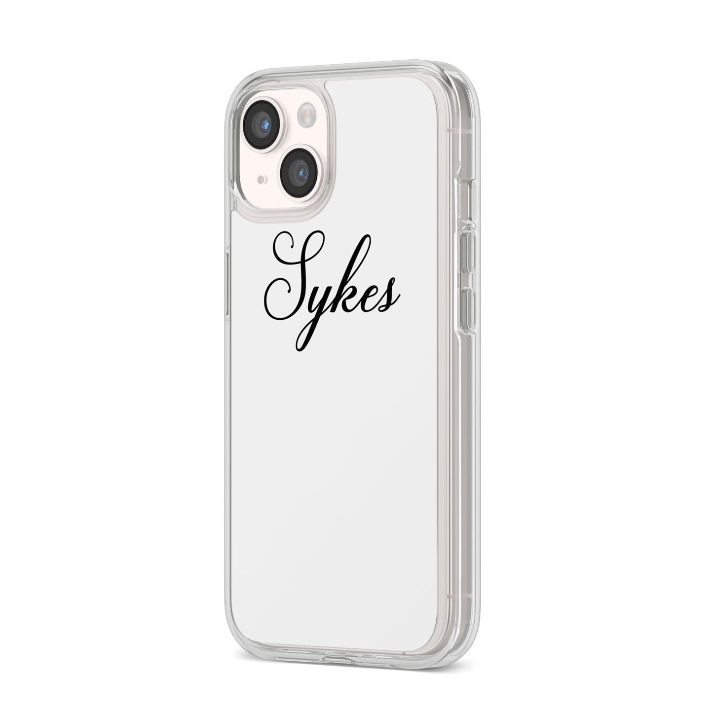 Personalised Wedding Name Mrs iPhone 14 Clear Tough Case Starlight Angled Image