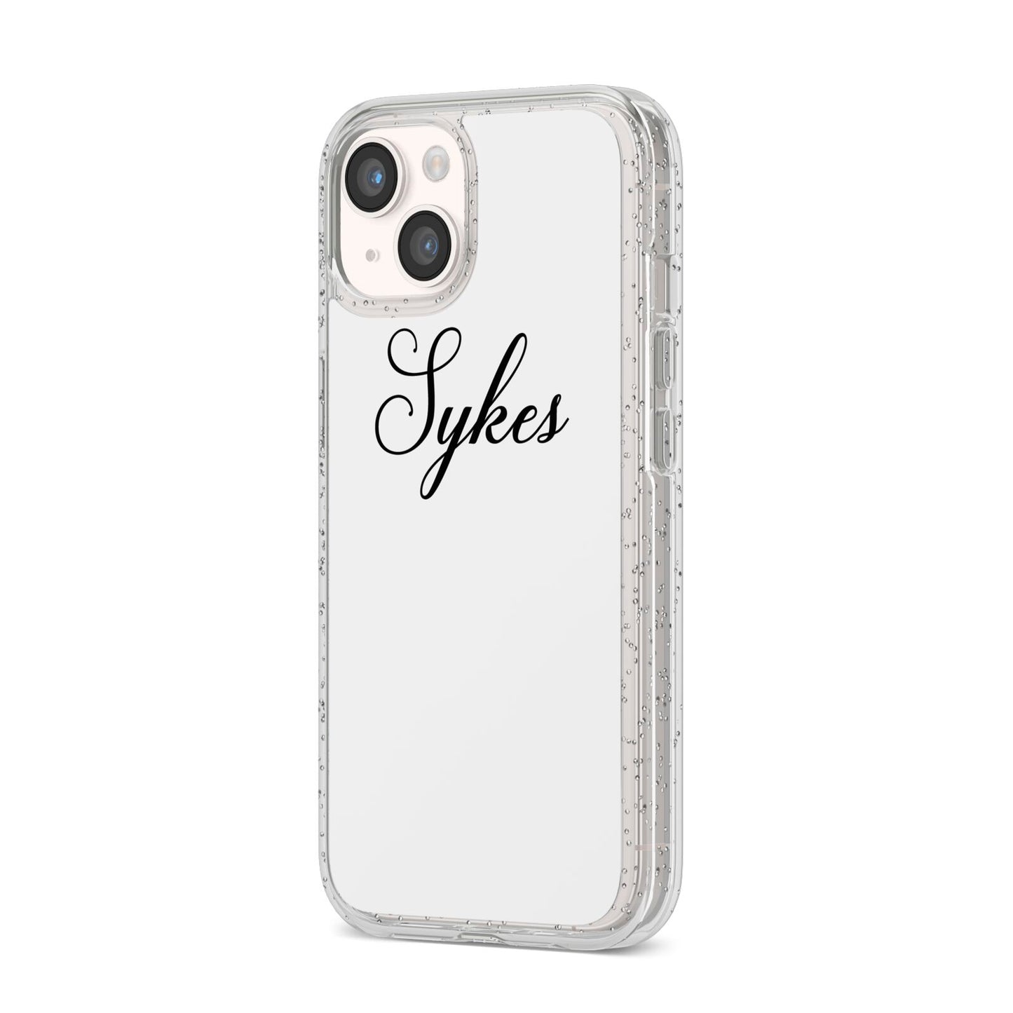 Personalised Wedding Name Mrs iPhone 14 Glitter Tough Case Starlight Angled Image