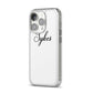 Personalised Wedding Name Mrs iPhone 14 Pro Clear Tough Case Silver Angled Image