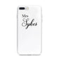 Personalised Wedding Name Mrs iPhone 7 Plus Bumper Case on Silver iPhone