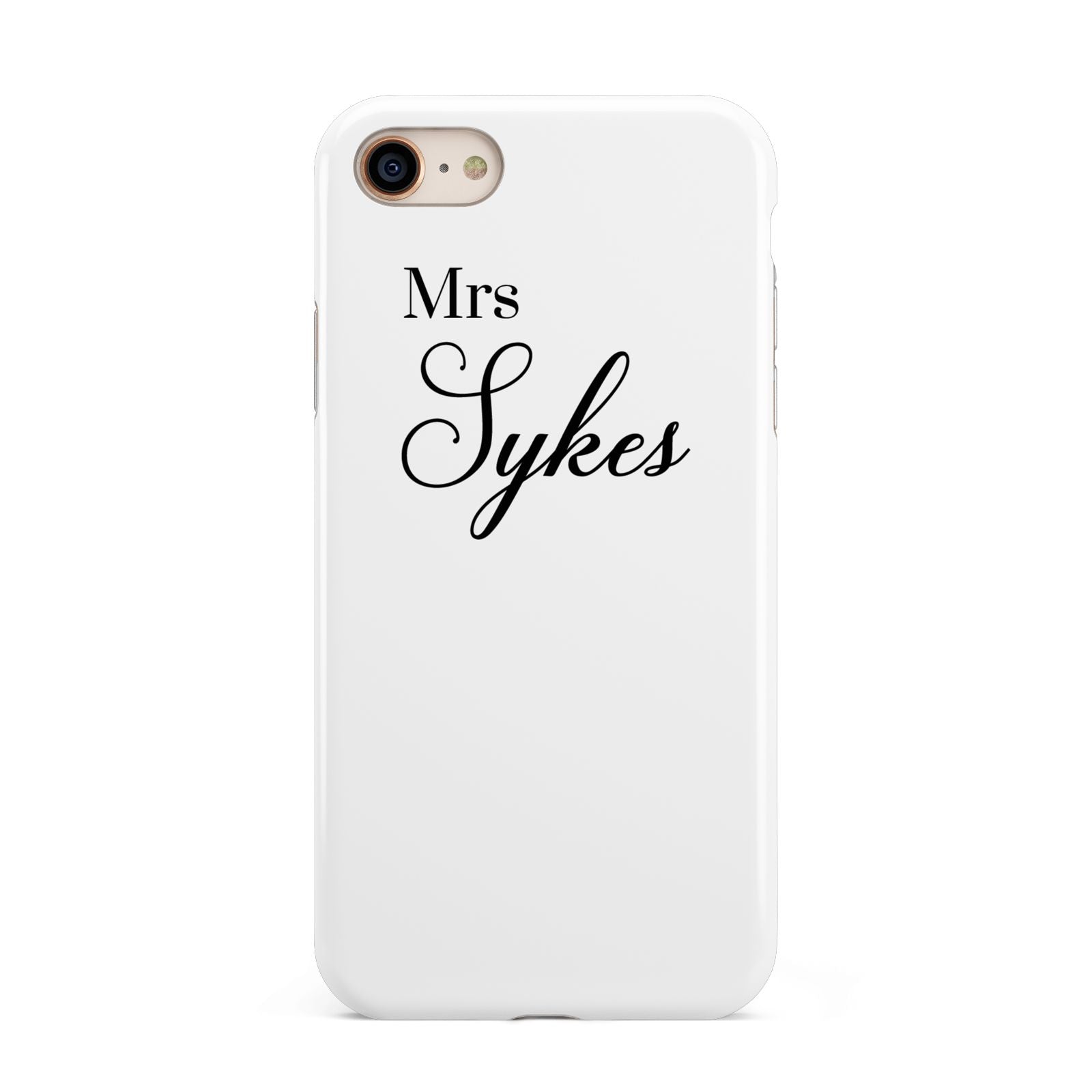 Personalised Wedding Name Mrs iPhone 8 3D Tough Case on Gold Phone