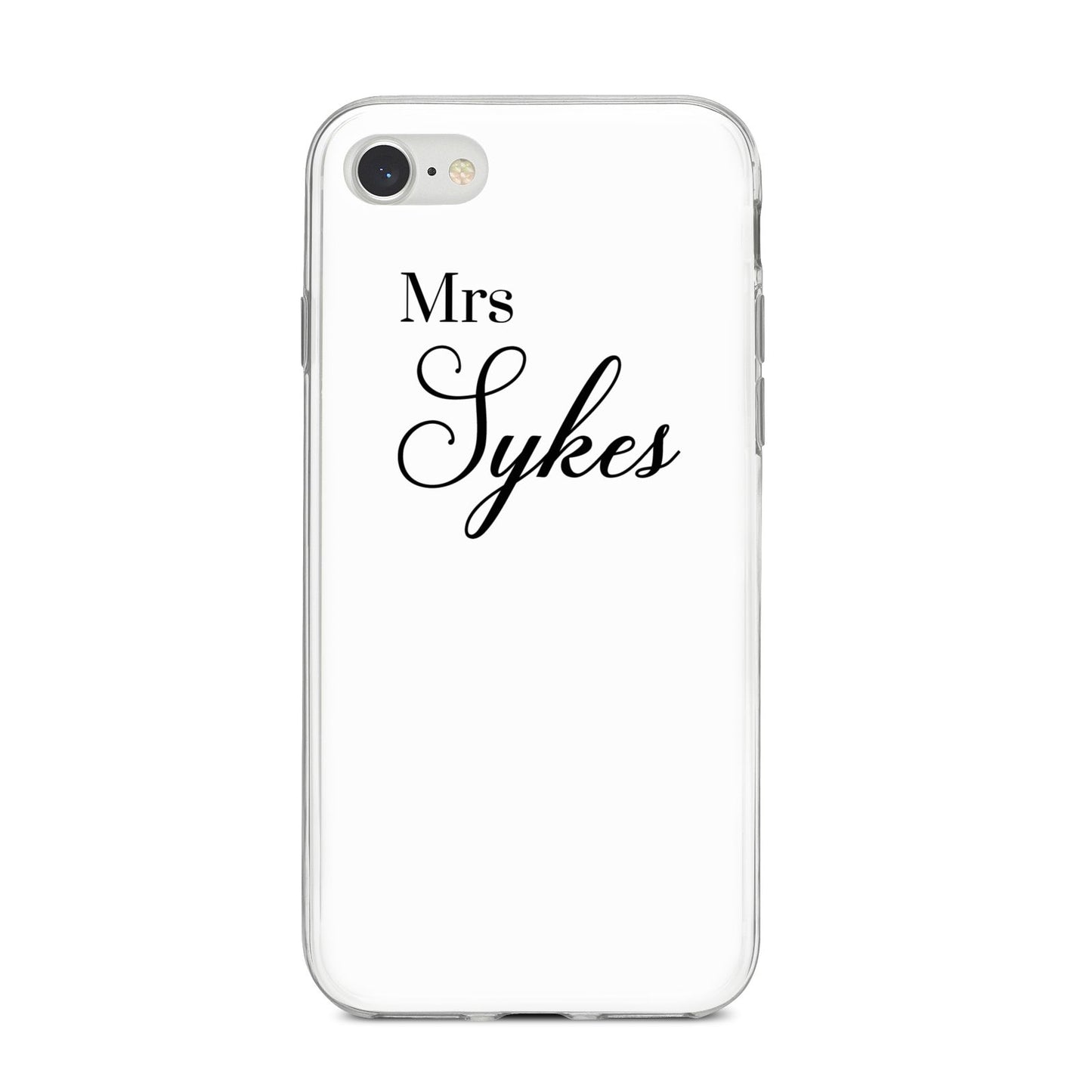Personalised Wedding Name Mrs iPhone 8 Bumper Case on Silver iPhone