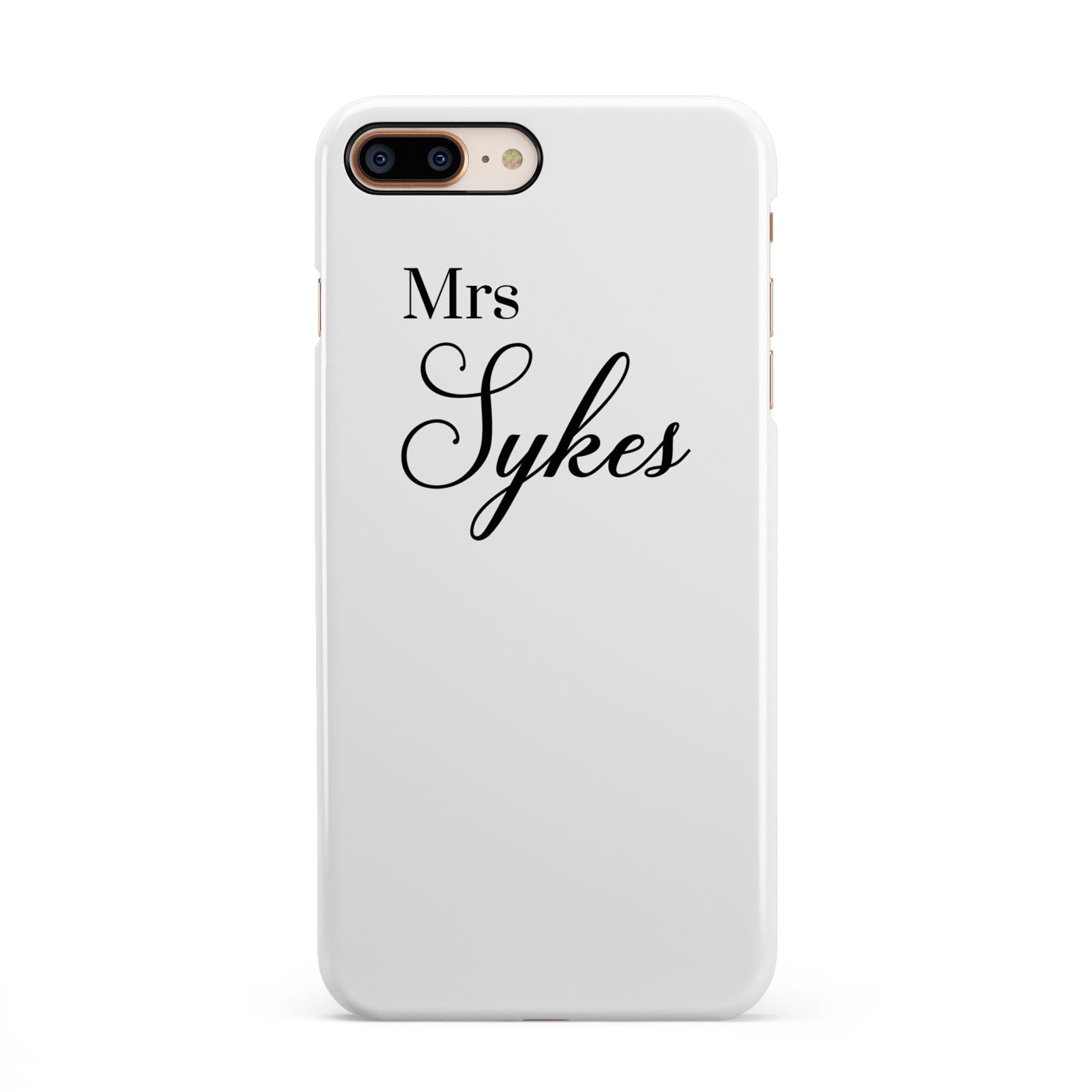 Personalised Wedding Name Mrs iPhone 8 Plus 3D Snap Case on Gold Phone