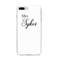 Personalised Wedding Name Mrs iPhone 8 Plus Bumper Case on Silver iPhone