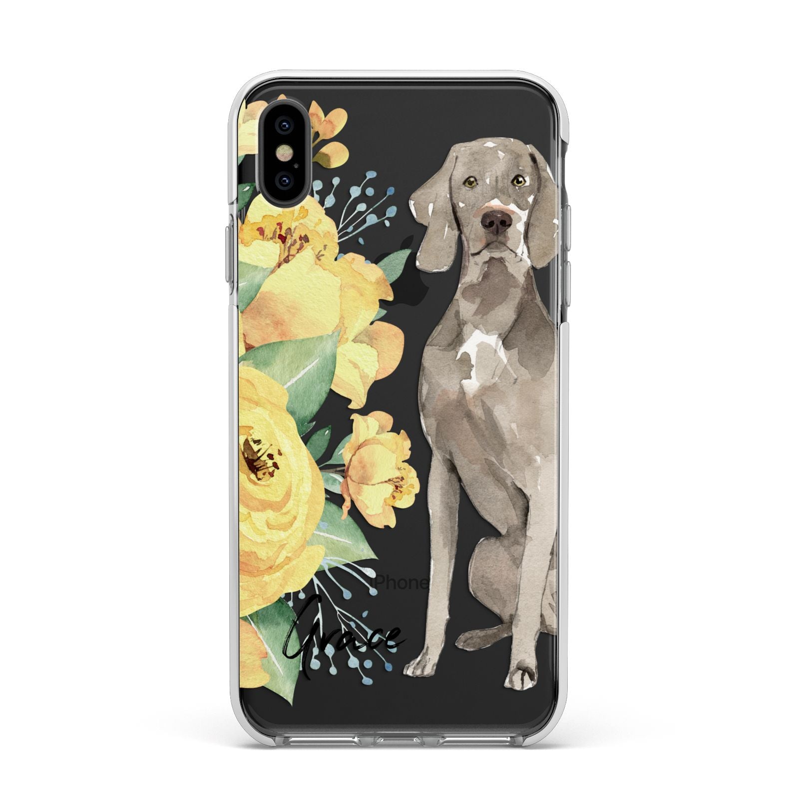 Personalised Weimaraner Apple iPhone Xs Max Impact Case White Edge on Black Phone