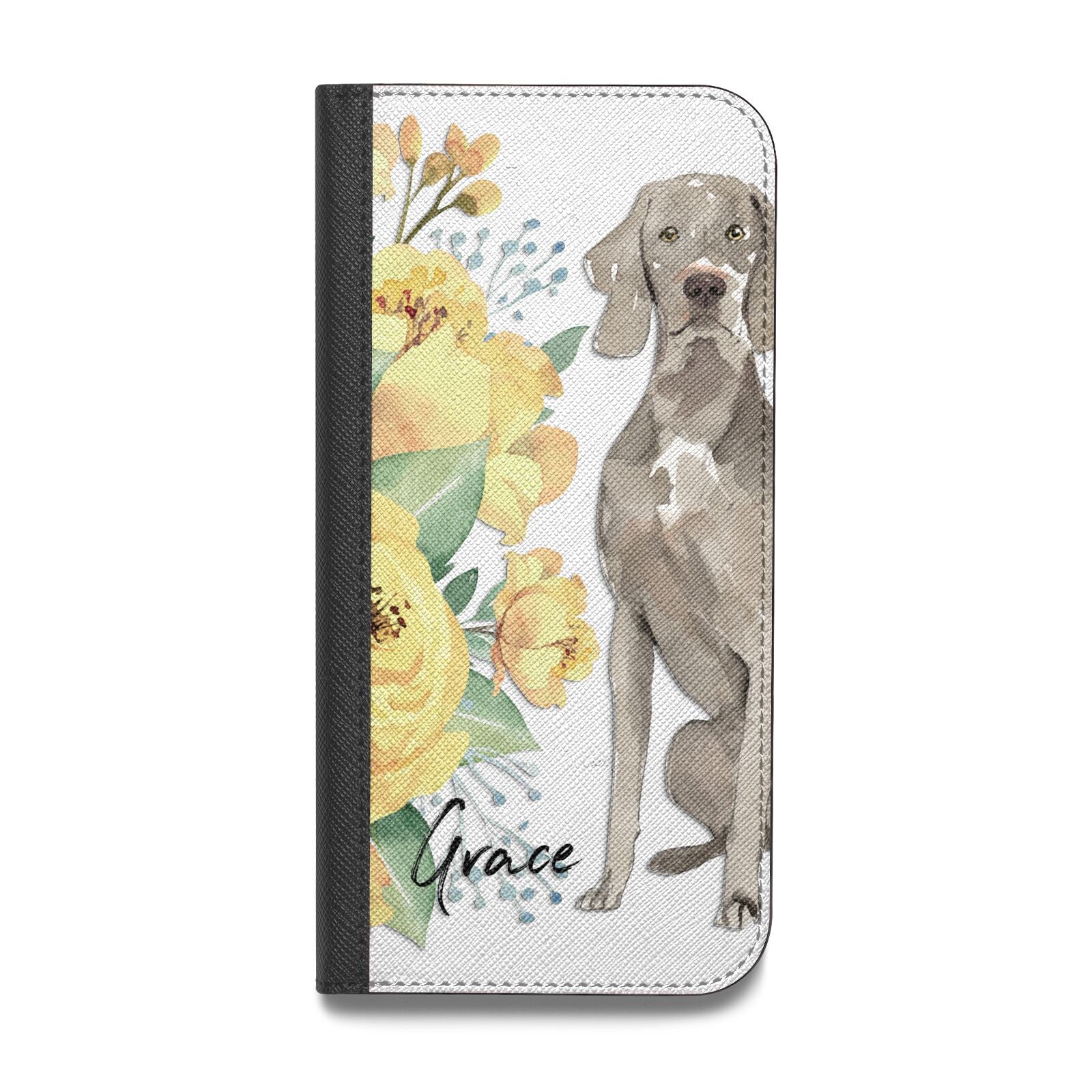 Personalised Weimaraner Vegan Leather Flip Samsung Case