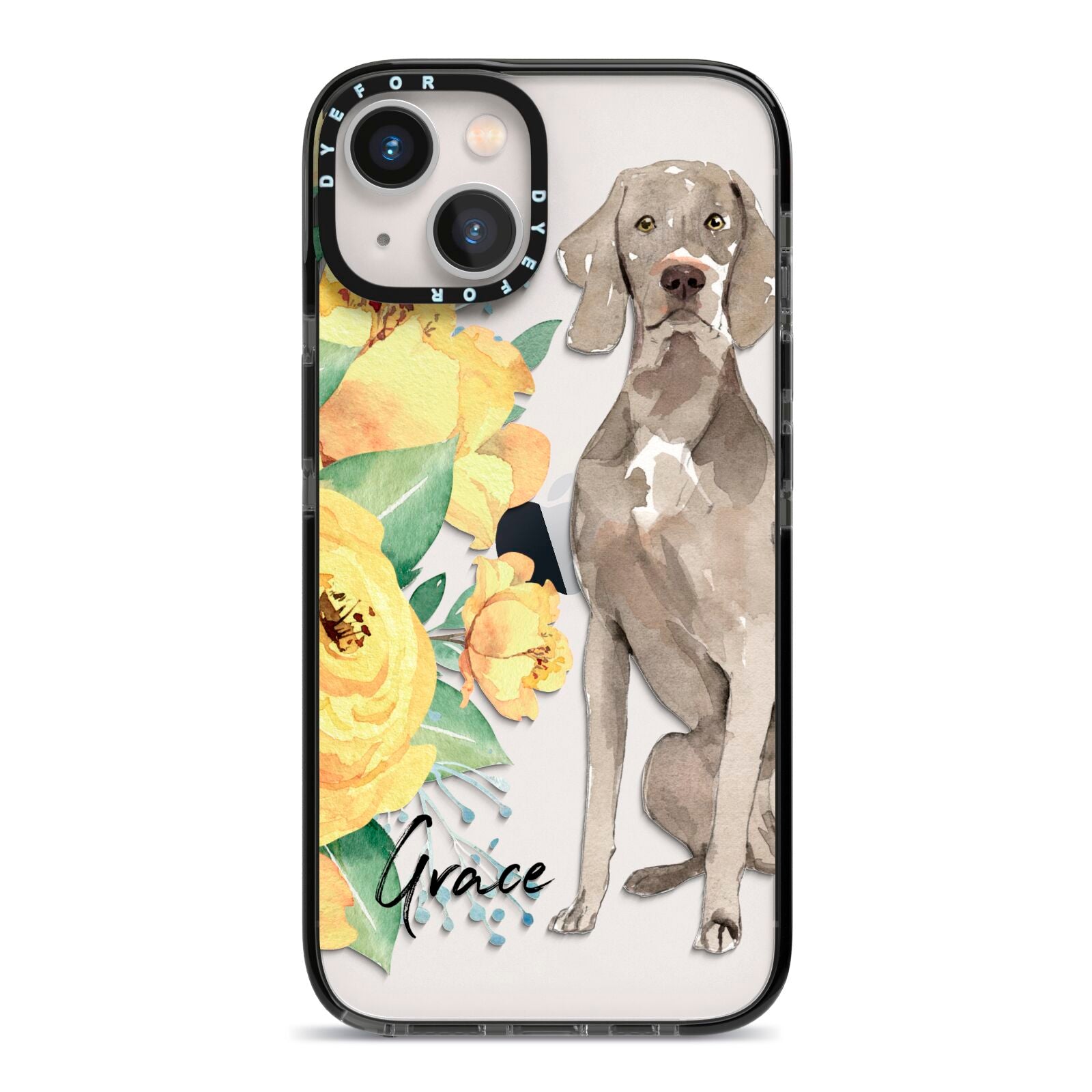 Personalised Weimaraner iPhone 13 Black Impact Case on Silver phone