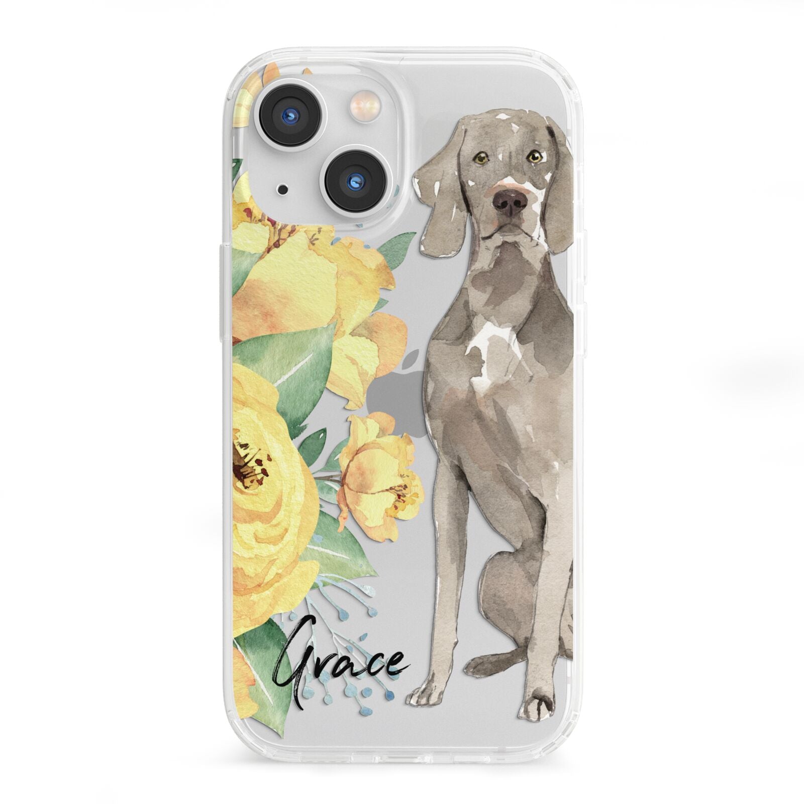 Personalised Weimaraner iPhone 13 Mini Clear Bumper Case